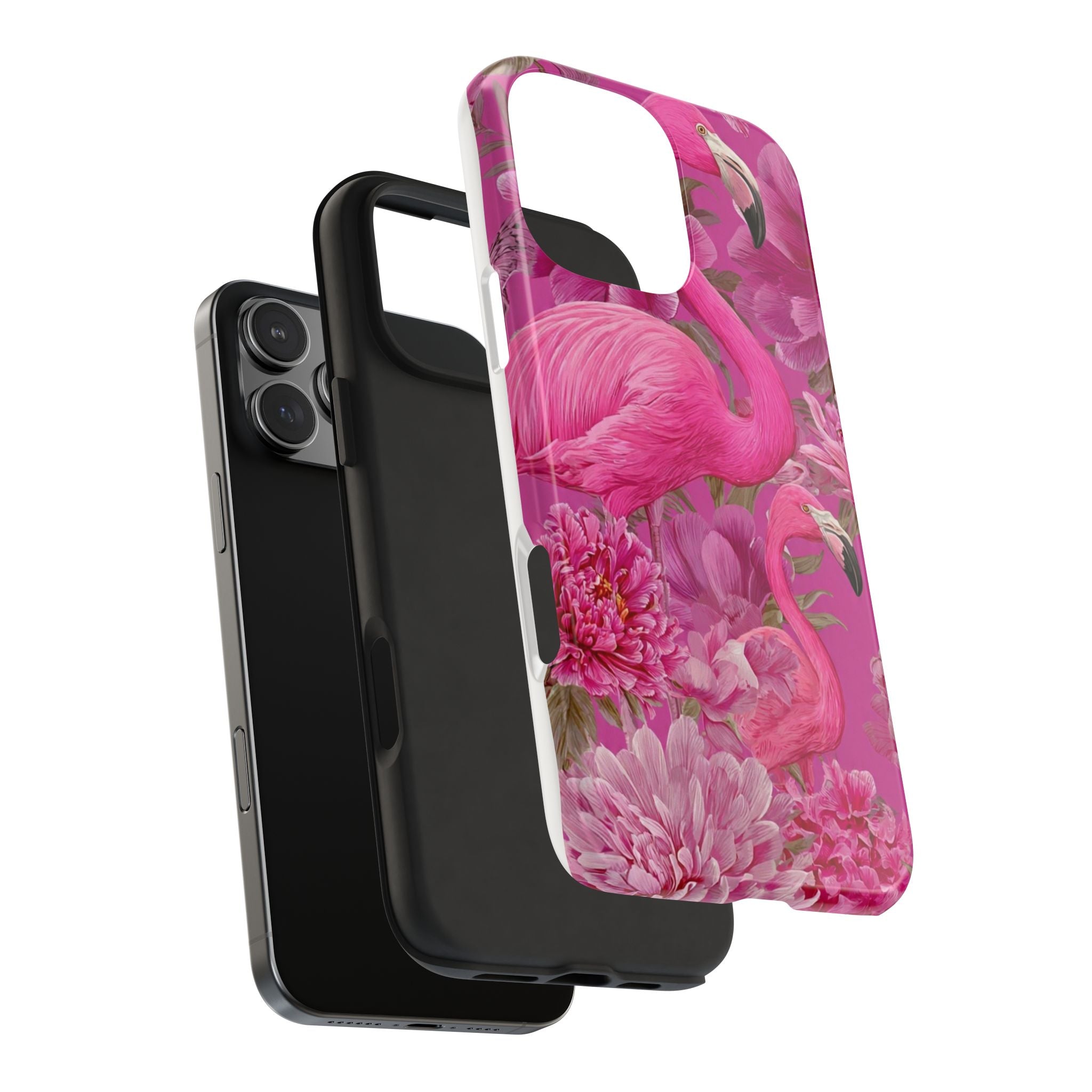 Pink Flamingo Floral Tough Phone Case — Protective iPhone Cover