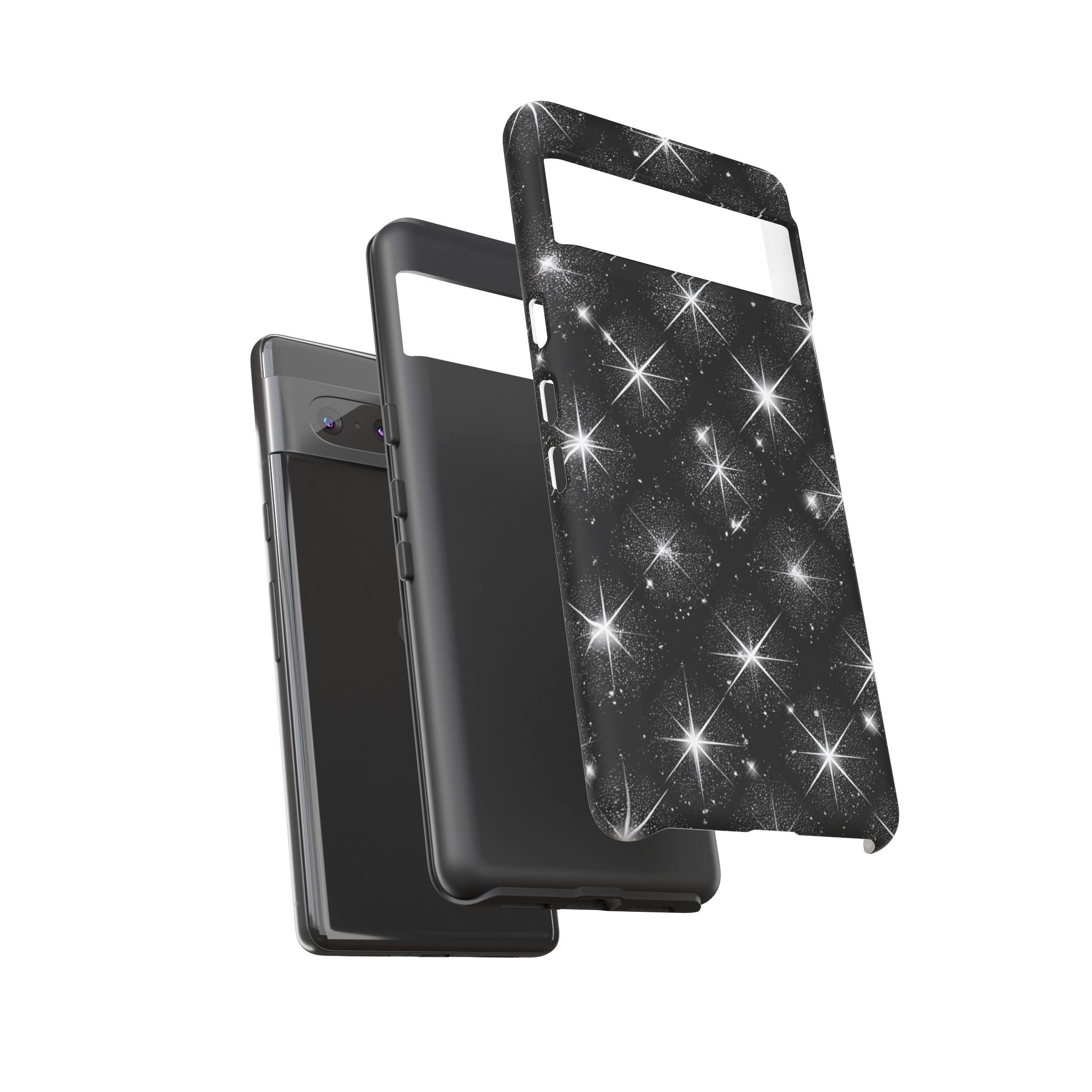 Galaxy Sparkle Tough Phone Case — Black Starfield Protective Cover