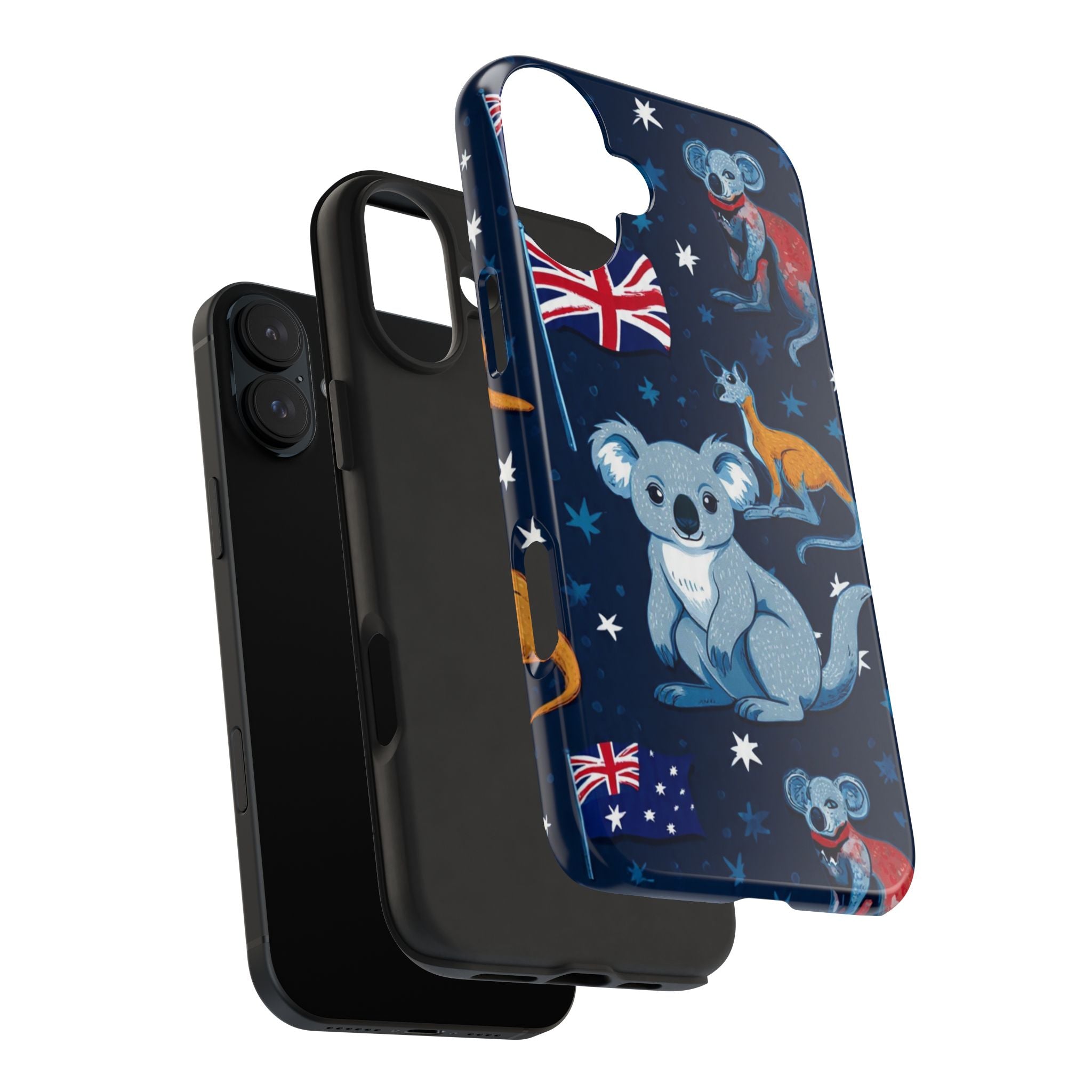 Australian Wildlife Tough Phone Case — Koala & Kangaroo Flag Design