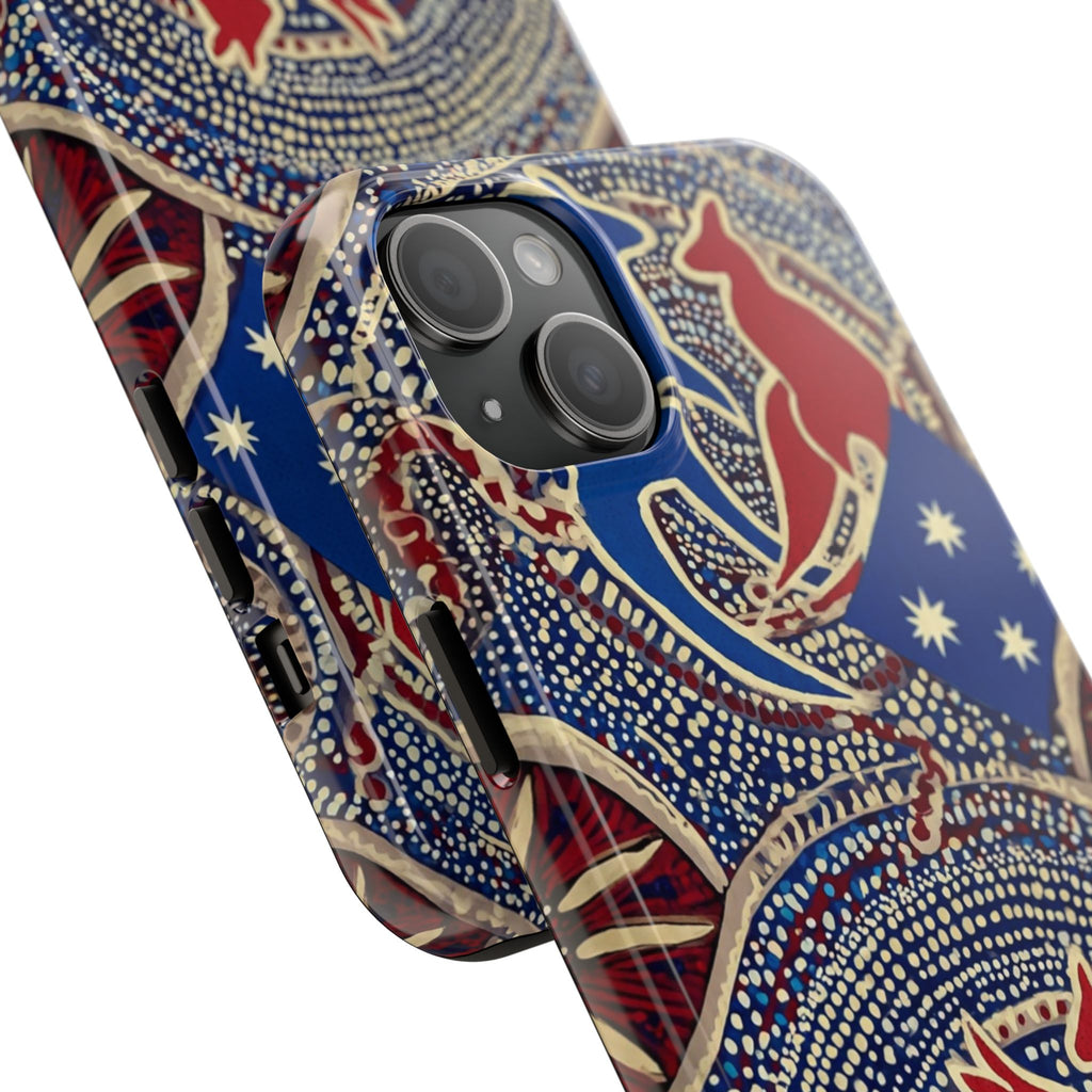 Australian Aboriginal Style Kangaroo Tough Phone Case — Patriotic Dot Art Phone Cover