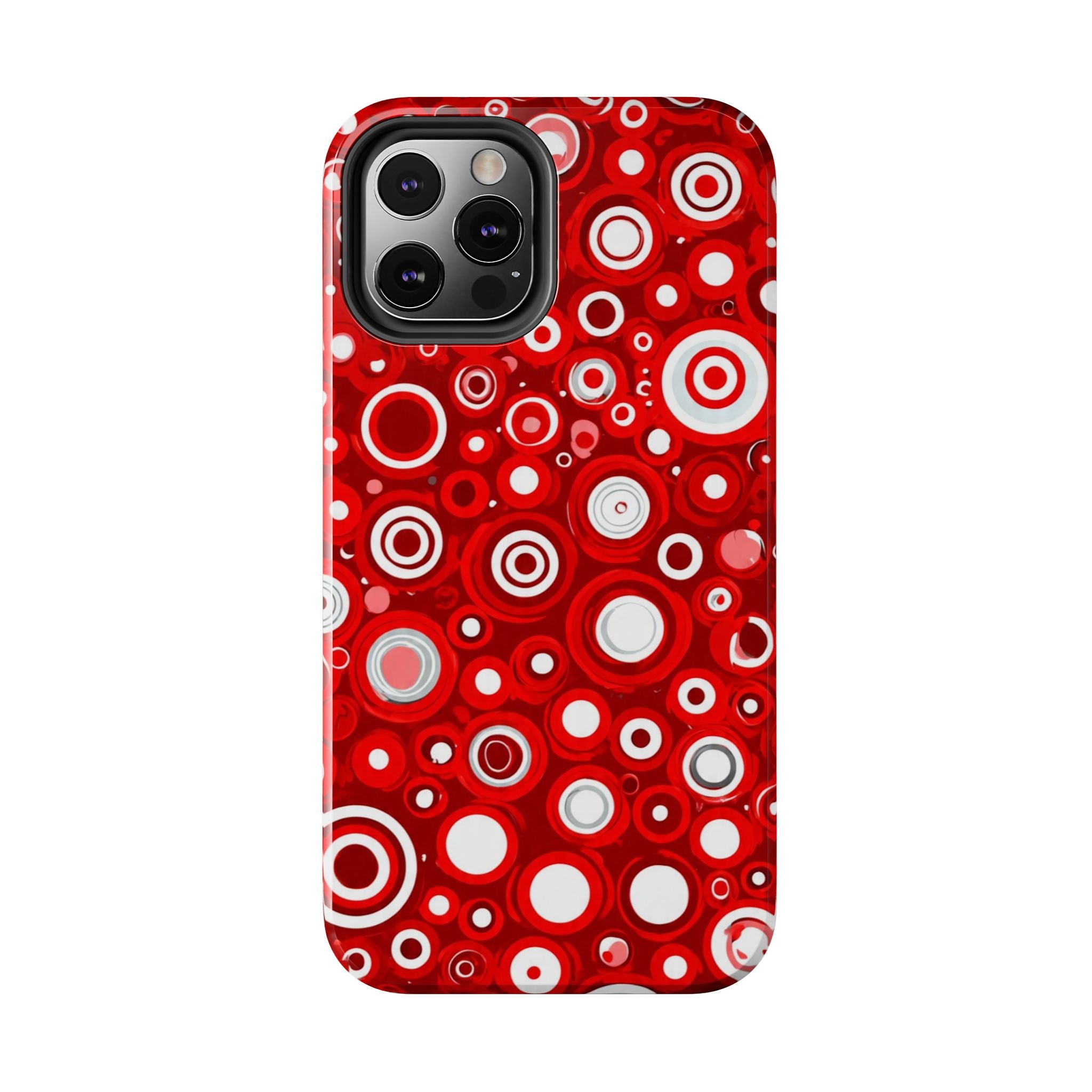 Red Retro Circles Tough Phone Case — Durable Shockproof Protective Cover