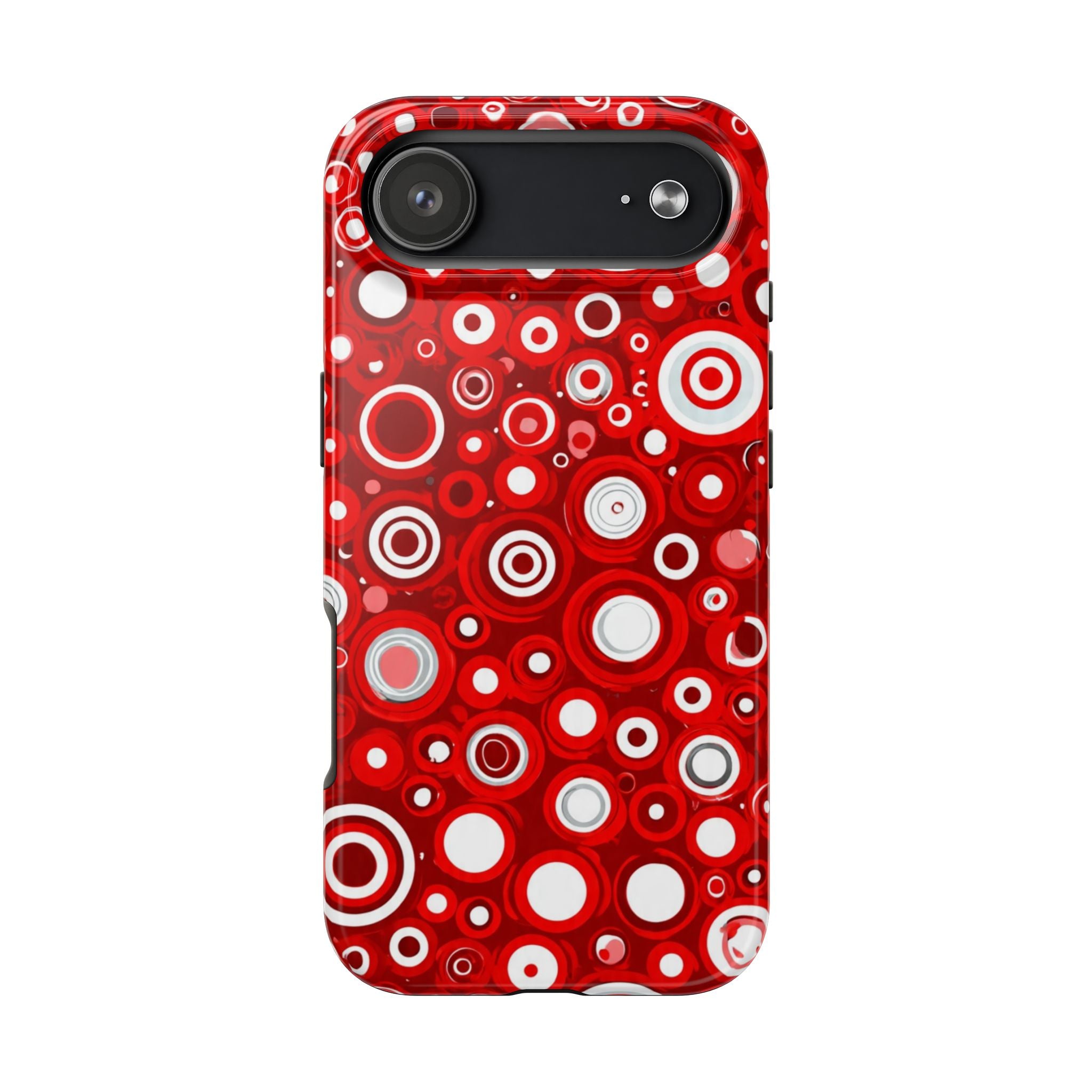 Red Retro Circles Tough Phone Case — Durable Shockproof Protective Cover