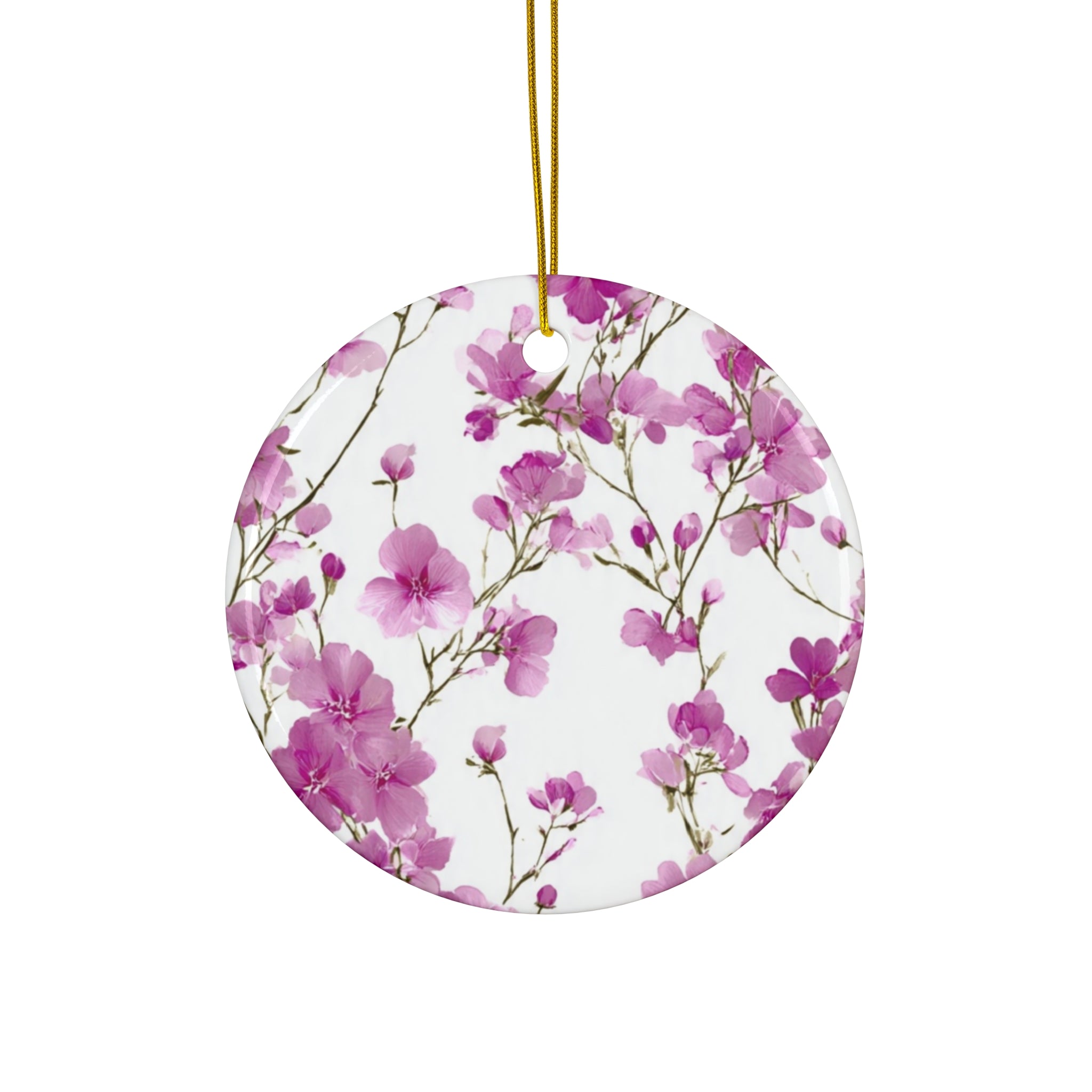 Pink Floral Ceramic Ornament — Star Shape Easter & Mother's Day Keepsake