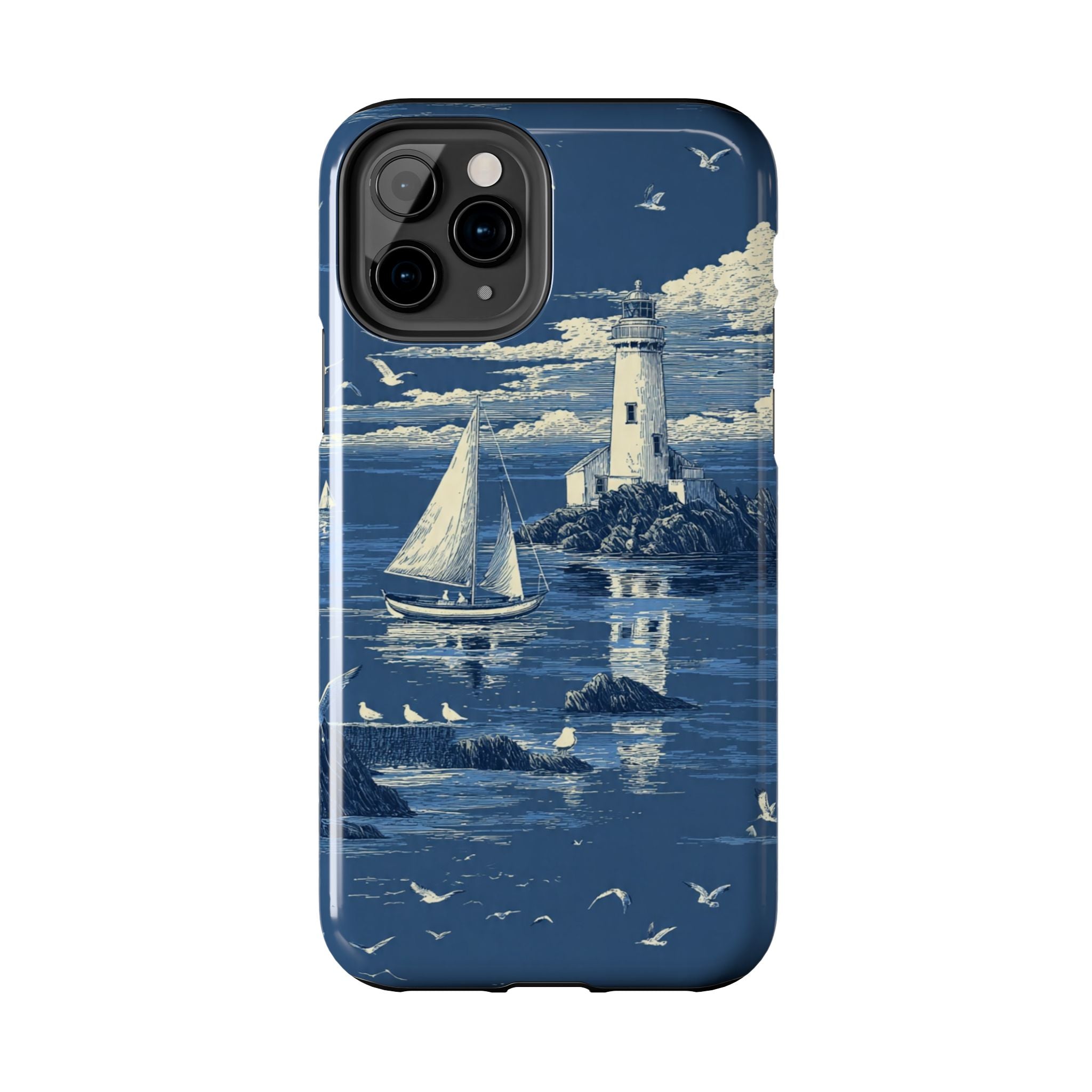 Swan Lake Tough Phone Case — Blue Vintage Swan Design, Durable Protective Cover
