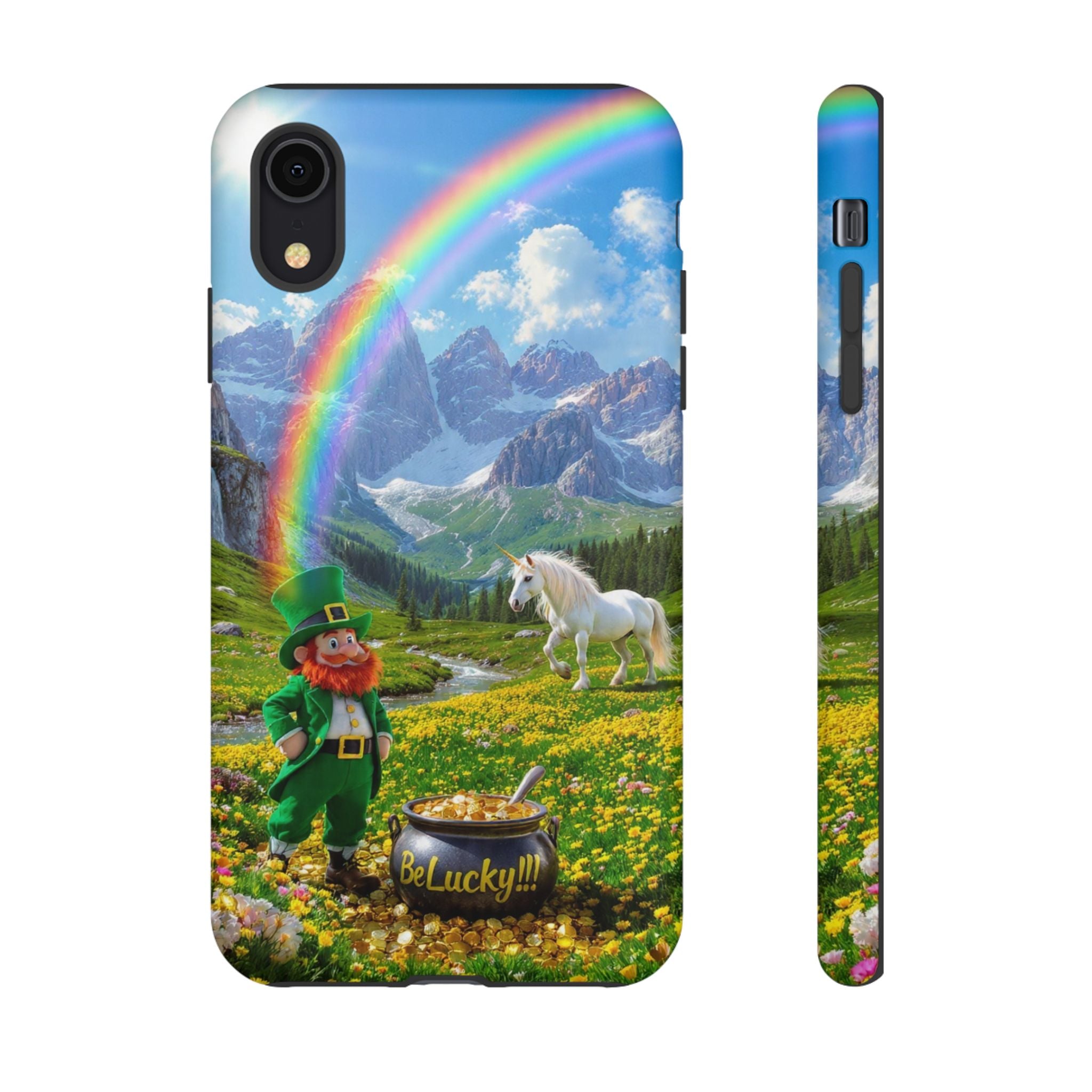 Lucky Leprechaun & Unicorn Phone Case — Rainbow Pot of Gold Protective Cover