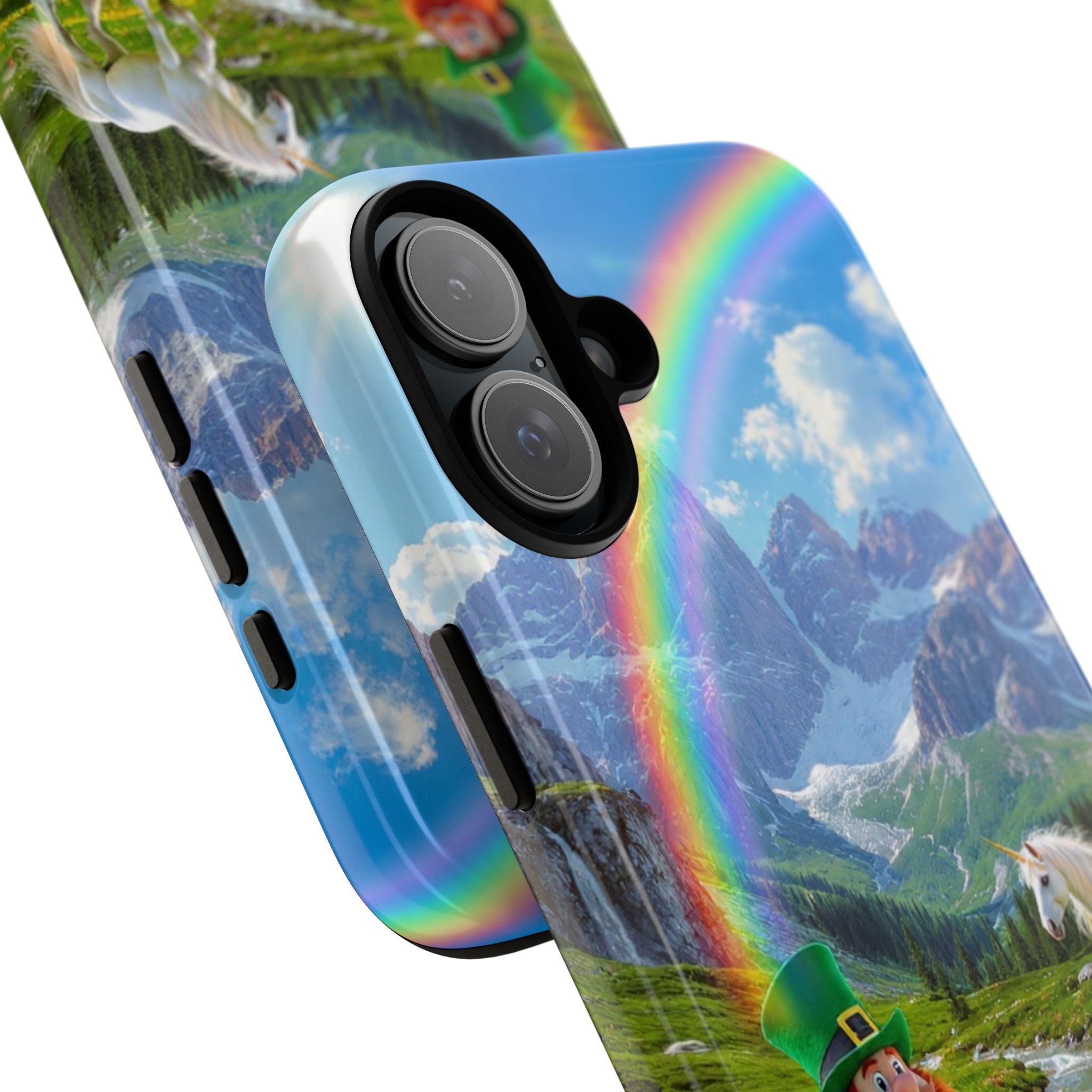 Lucky Leprechaun & Unicorn Phone Case — Rainbow Pot of Gold Protective Cover