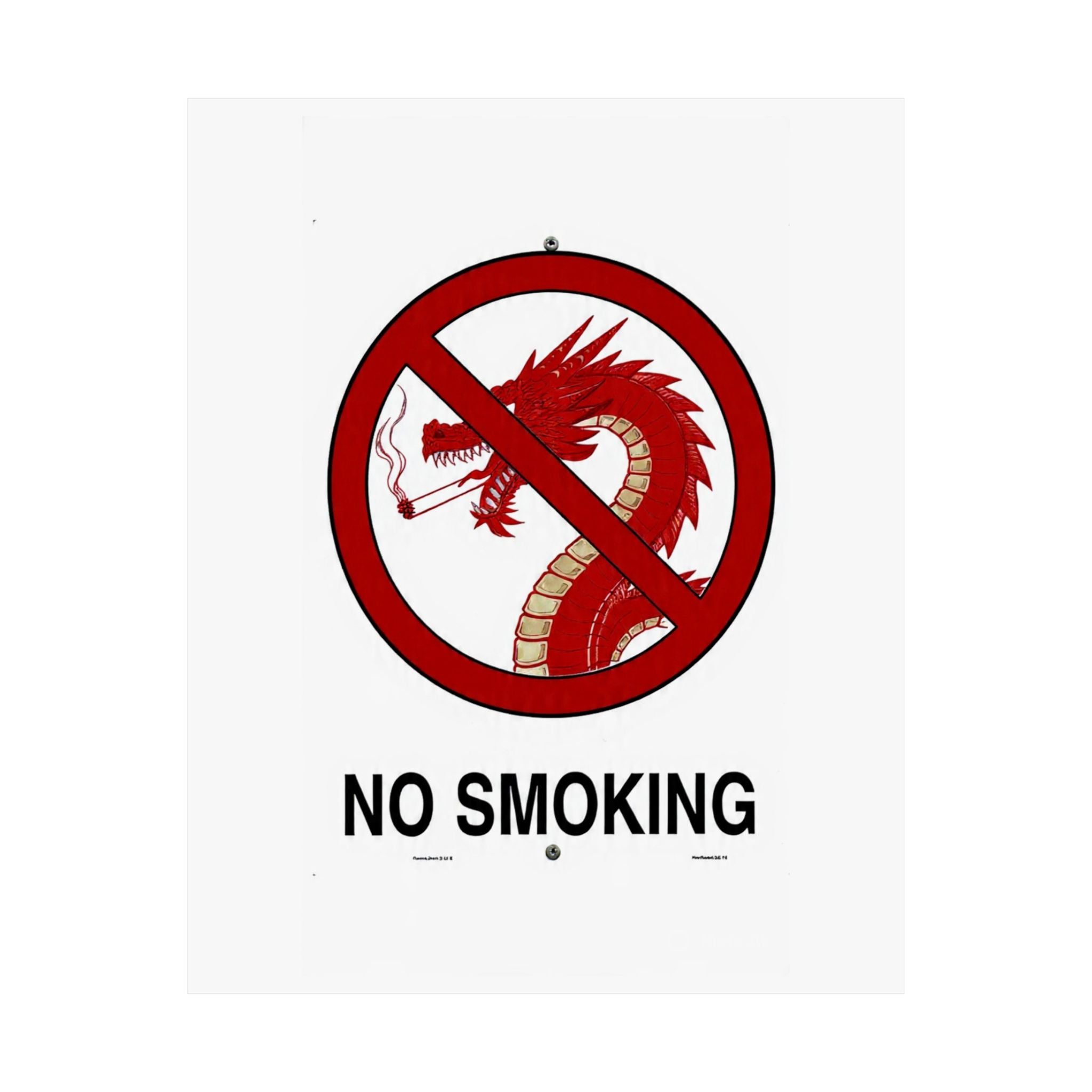 No Smoking Dragon Poster — Matte Vertical Safety Wall Art