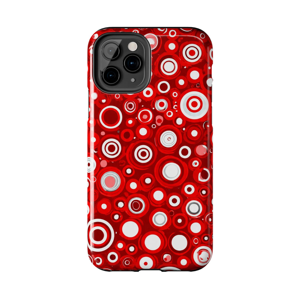 Red Retro Circles Tough Phone Case — Durable Shockproof Protective Cover