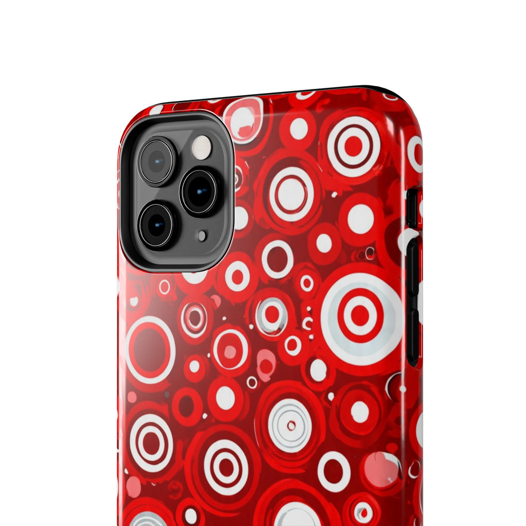 Red Retro Circles Tough Phone Case — Durable Shockproof Protective Cover