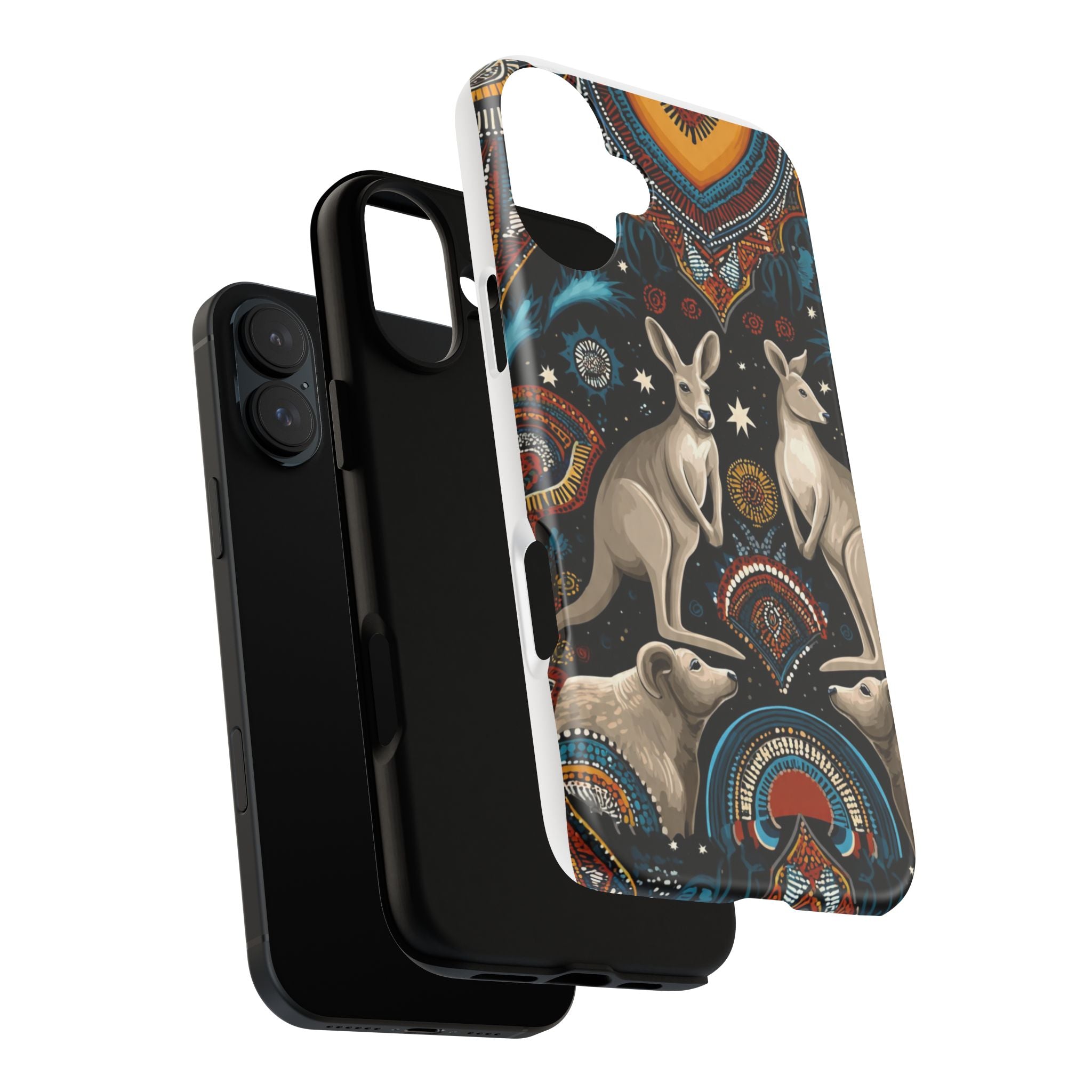 Kangaroo & Boomerang Tough Phone Case — Australian Wildlife Pattern