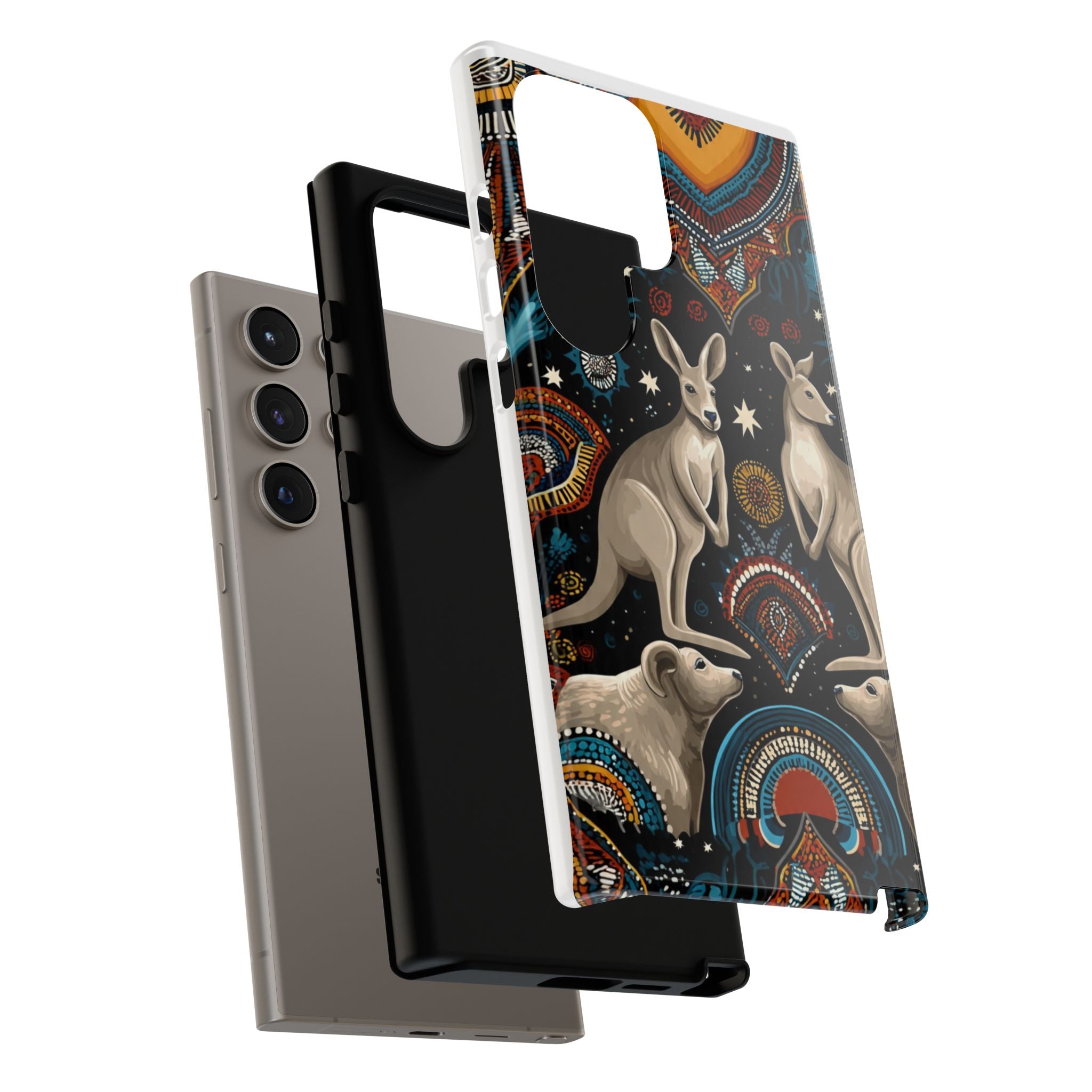 Kangaroo & Boomerang Tough Phone Case — Australian Wildlife Pattern