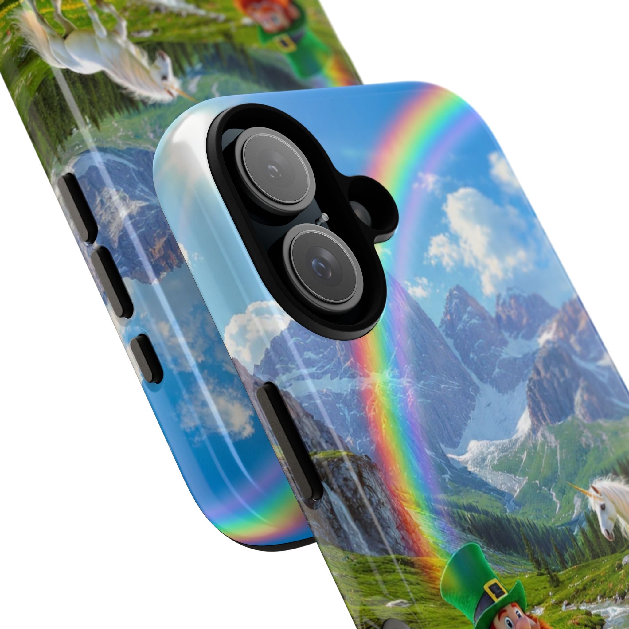 Lucky Leprechaun & Unicorn Phone Case — Rainbow Pot of Gold Protective Cover