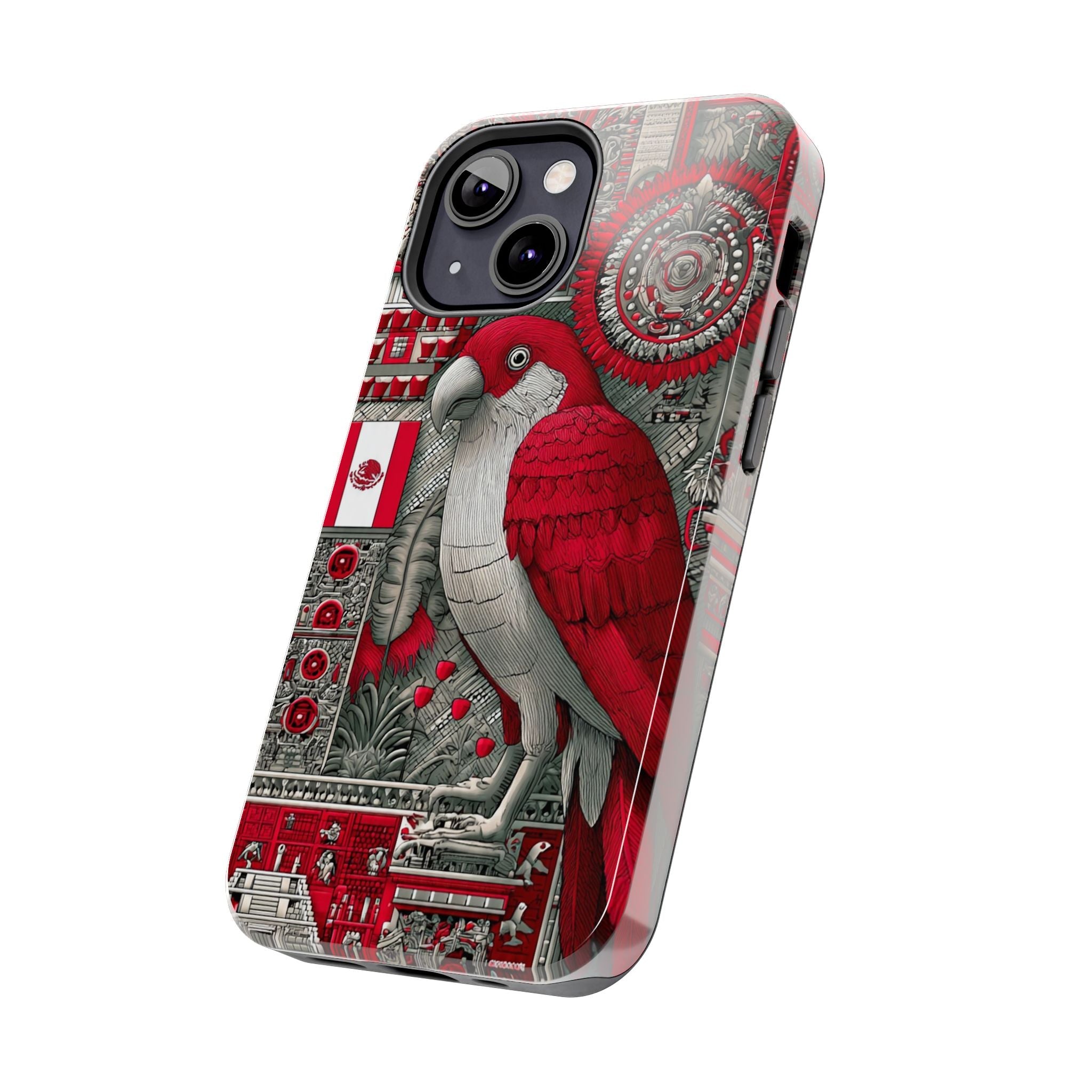 Tough Phone Case — Red Parrot Graphic Impact-Resistant Phone Cover