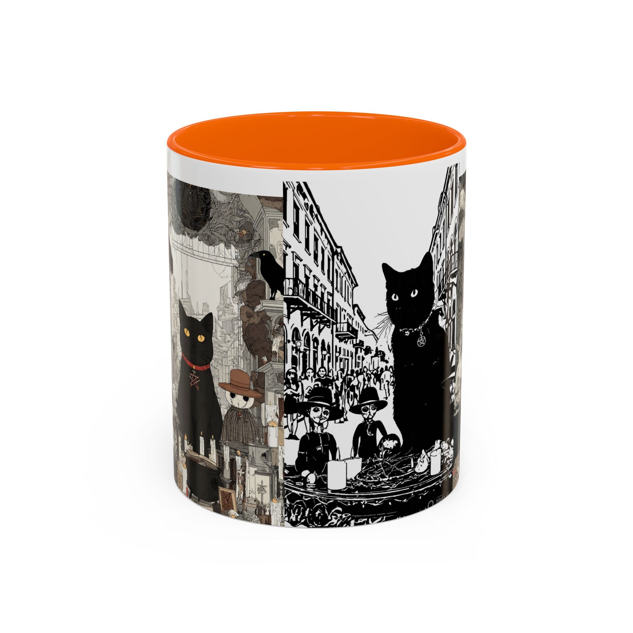 Black Cat Vintage Street Art Coffee Mug — 11/15oz Accent Ceramic