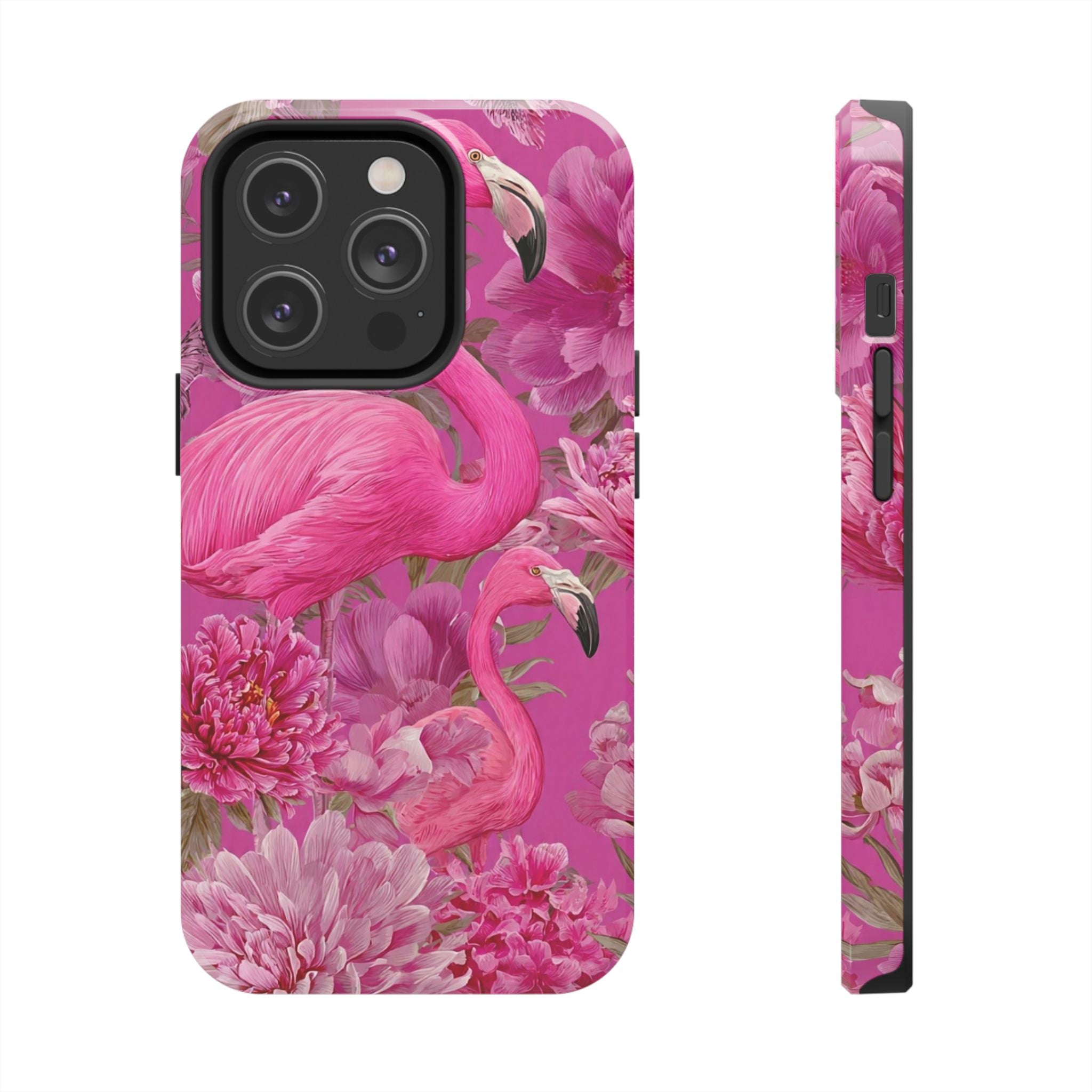 Pink Flamingo Floral Tough Phone Case — Protective iPhone Cover