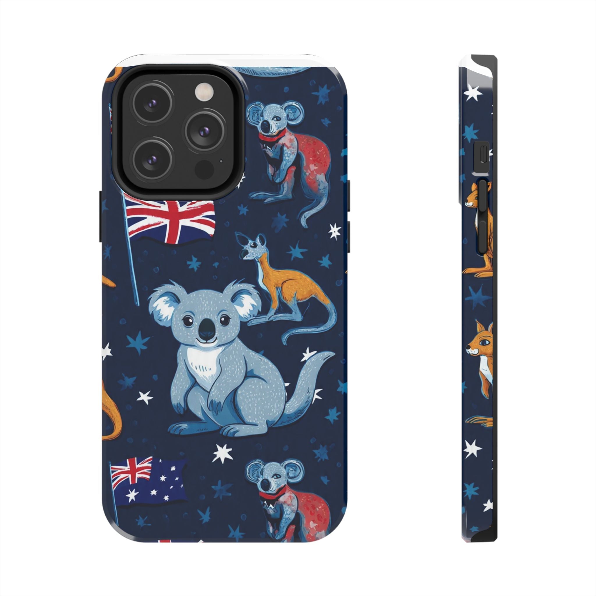 Australian Wildlife Tough Phone Case — Koala & Kangaroo Flag Design