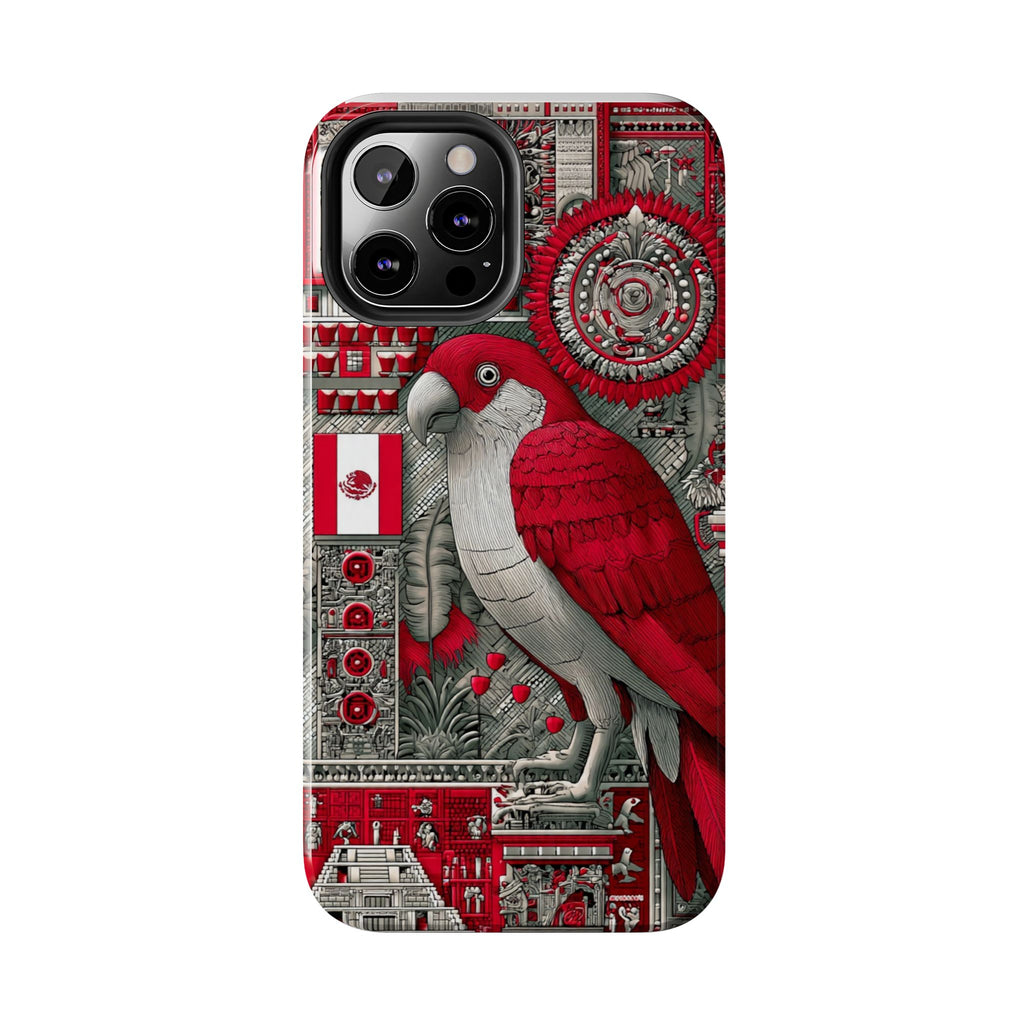 Tough Phone Case — Red Parrot Graphic Impact-Resistant Phone Cover
