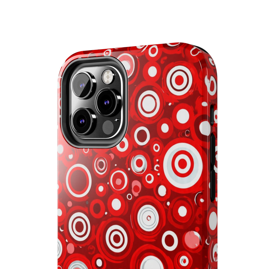 Red Retro Circles Tough Phone Case — Durable Shockproof Protective Cover