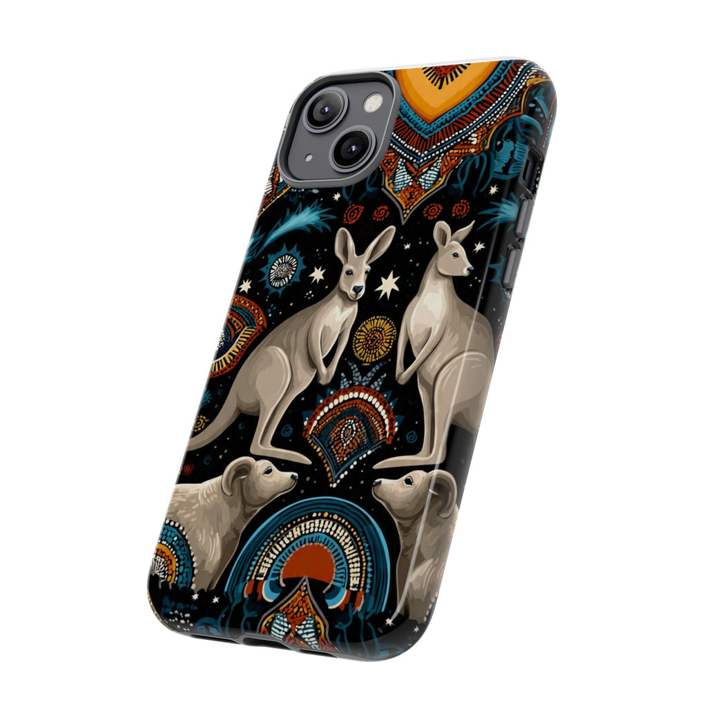 Kangaroo & Boomerang Tough Phone Case — Australian Wildlife Pattern