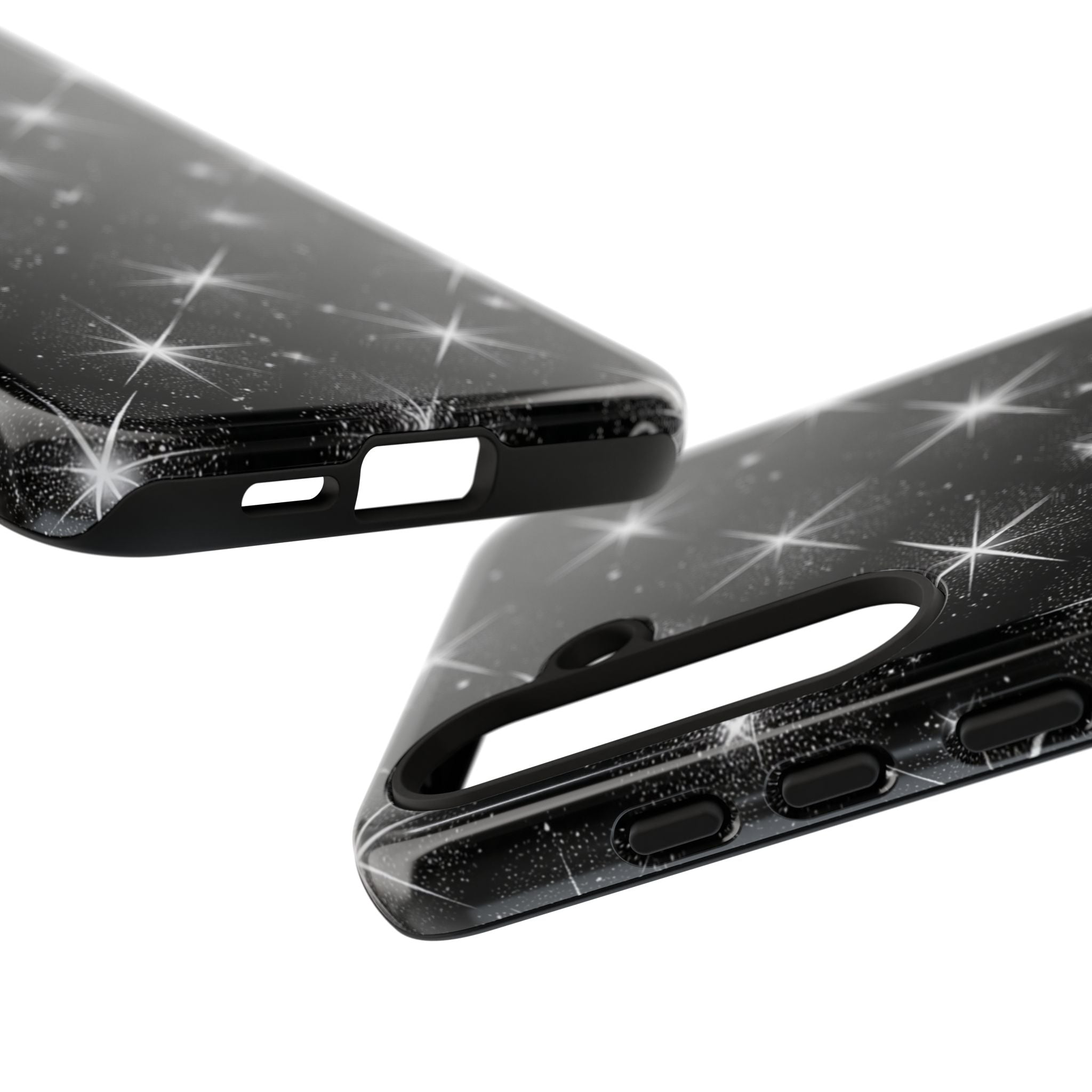 Galaxy Sparkle Tough Phone Case — Black Starfield Protective Cover