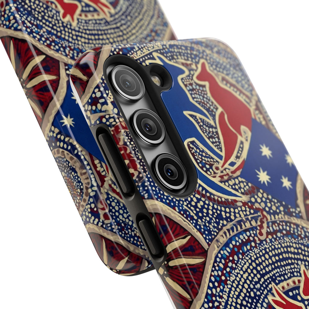 Australian Aboriginal Style Kangaroo Tough Phone Case — Patriotic Dot Art Phone Cover
