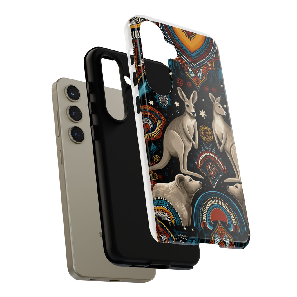 Kangaroo & Boomerang Tough Phone Case — Australian Wildlife Pattern