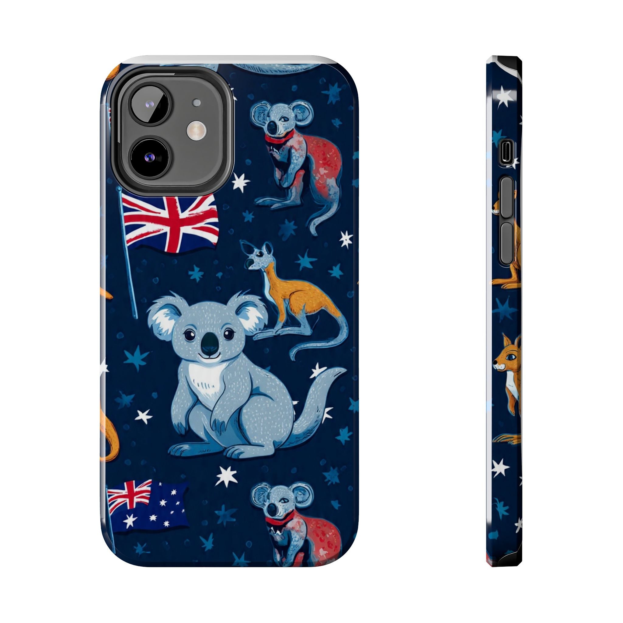 Australian Wildlife Tough Phone Case — Koala & Kangaroo Flag Design