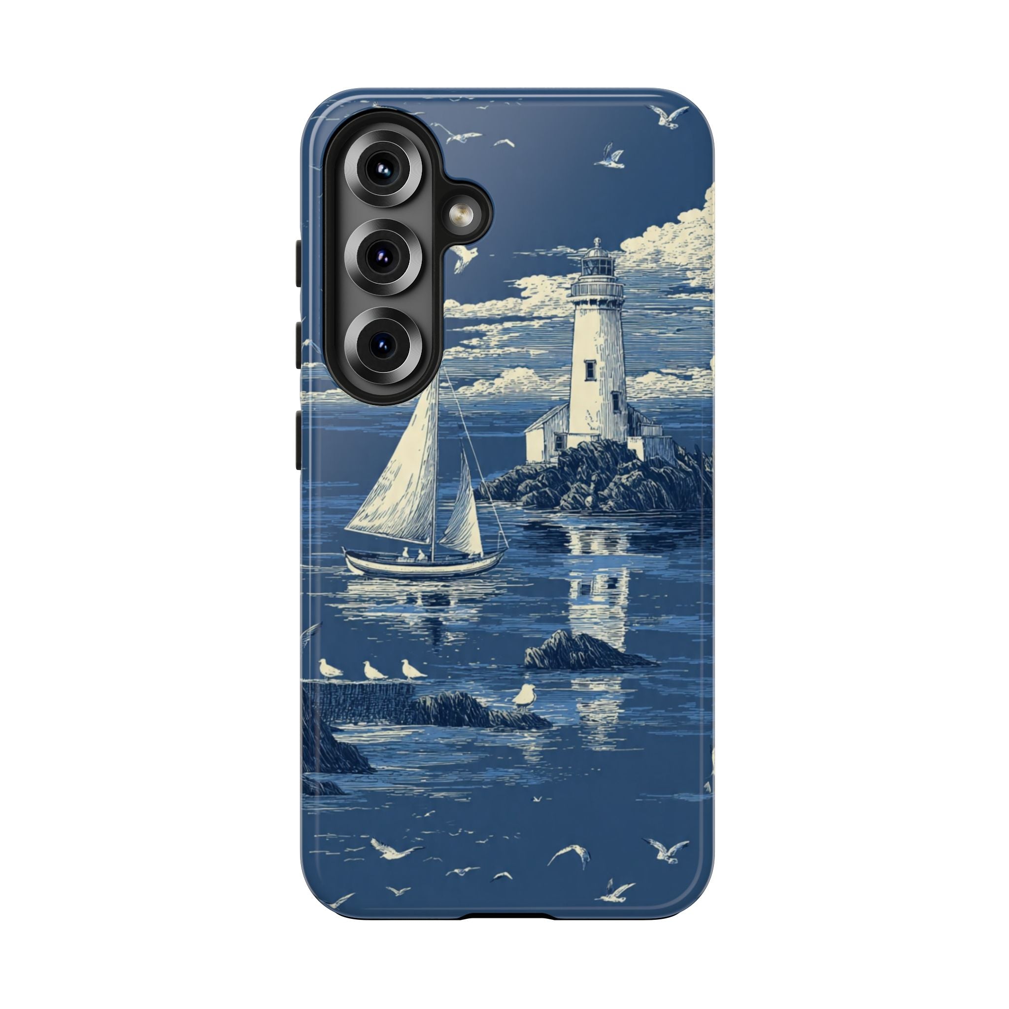 Swan Lake Tough Phone Case — Blue Vintage Swan Design, Durable Protective Cover