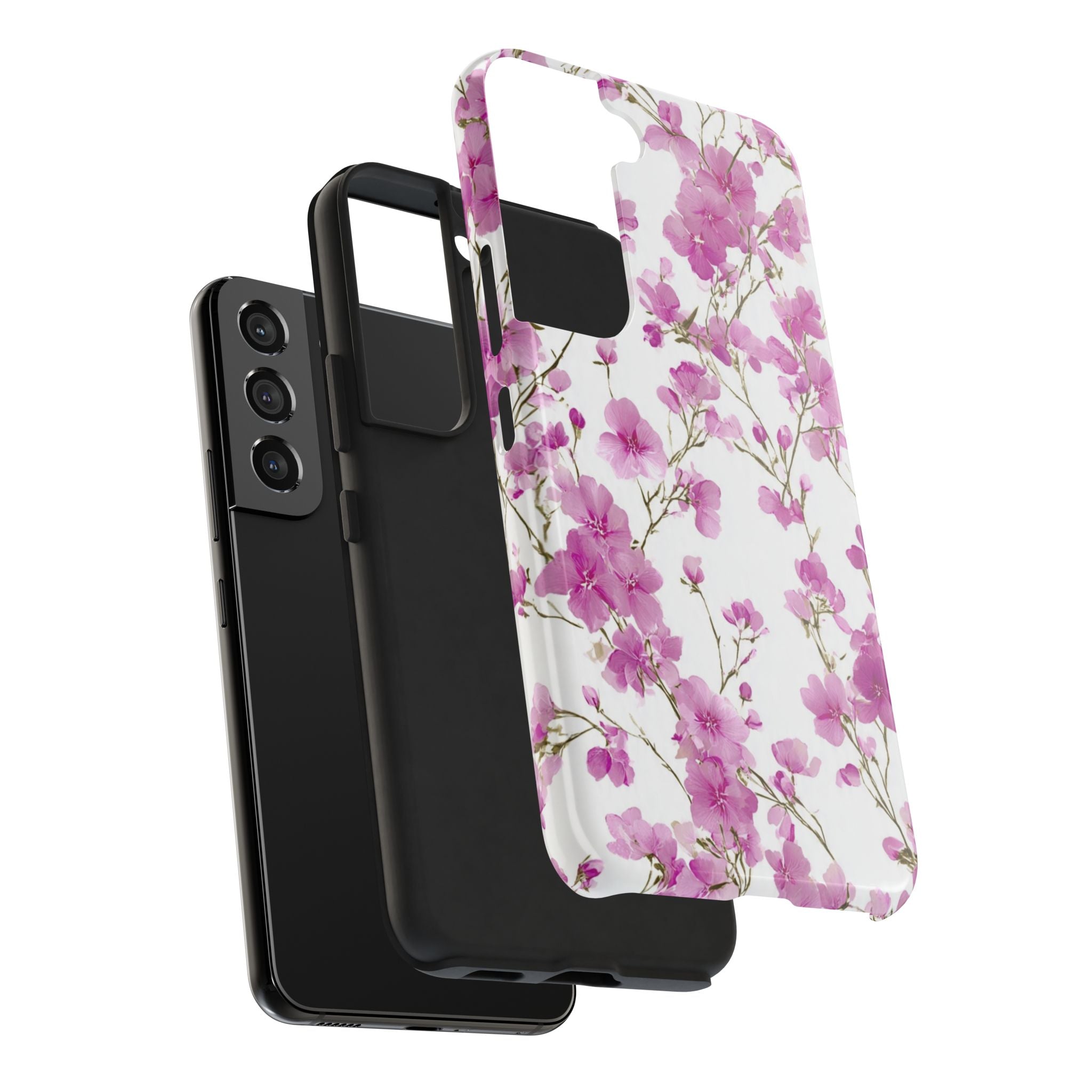 Floral Pink Blossoms Tough Phone Case — Durable Protective Phone Cover with Watercolor Cherry Blossom Design