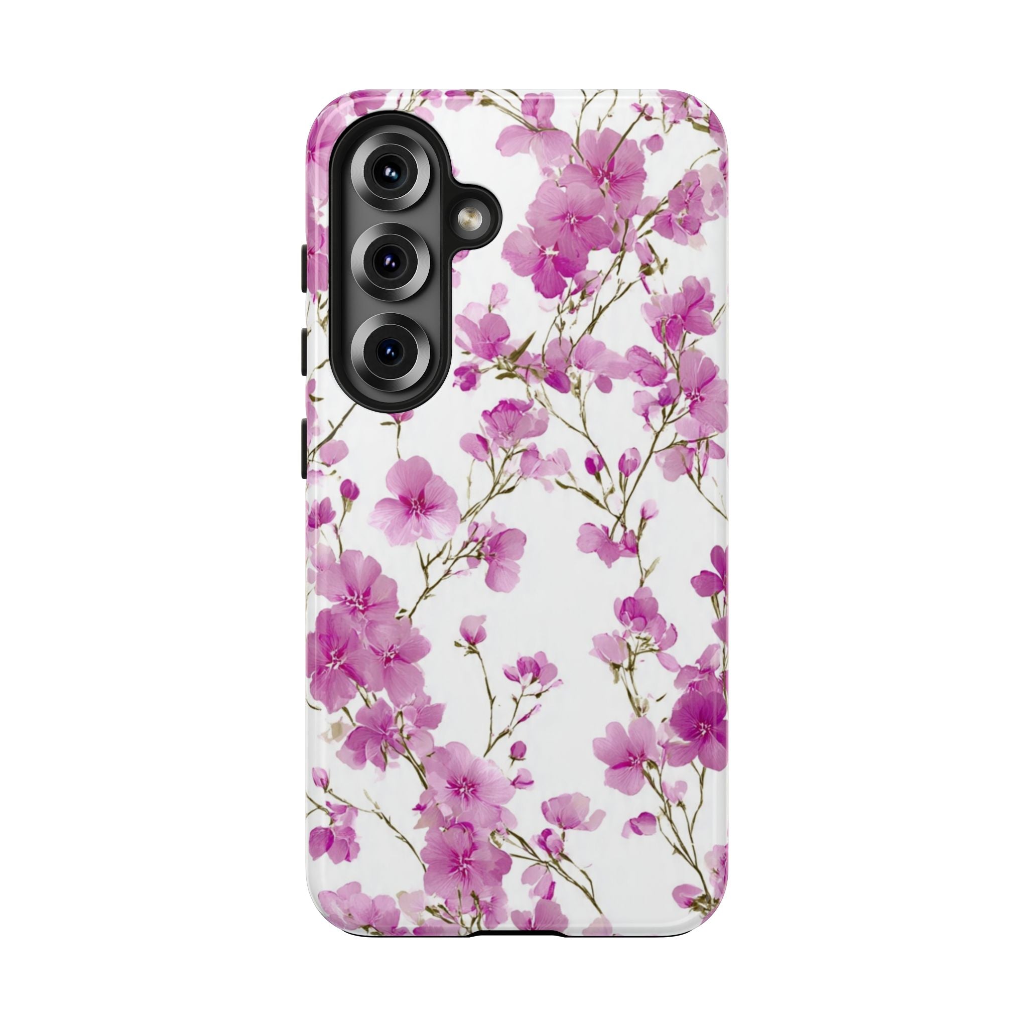 Floral Pink Blossoms Tough Phone Case — Durable Protective Phone Cover with Watercolor Cherry Blossom Design