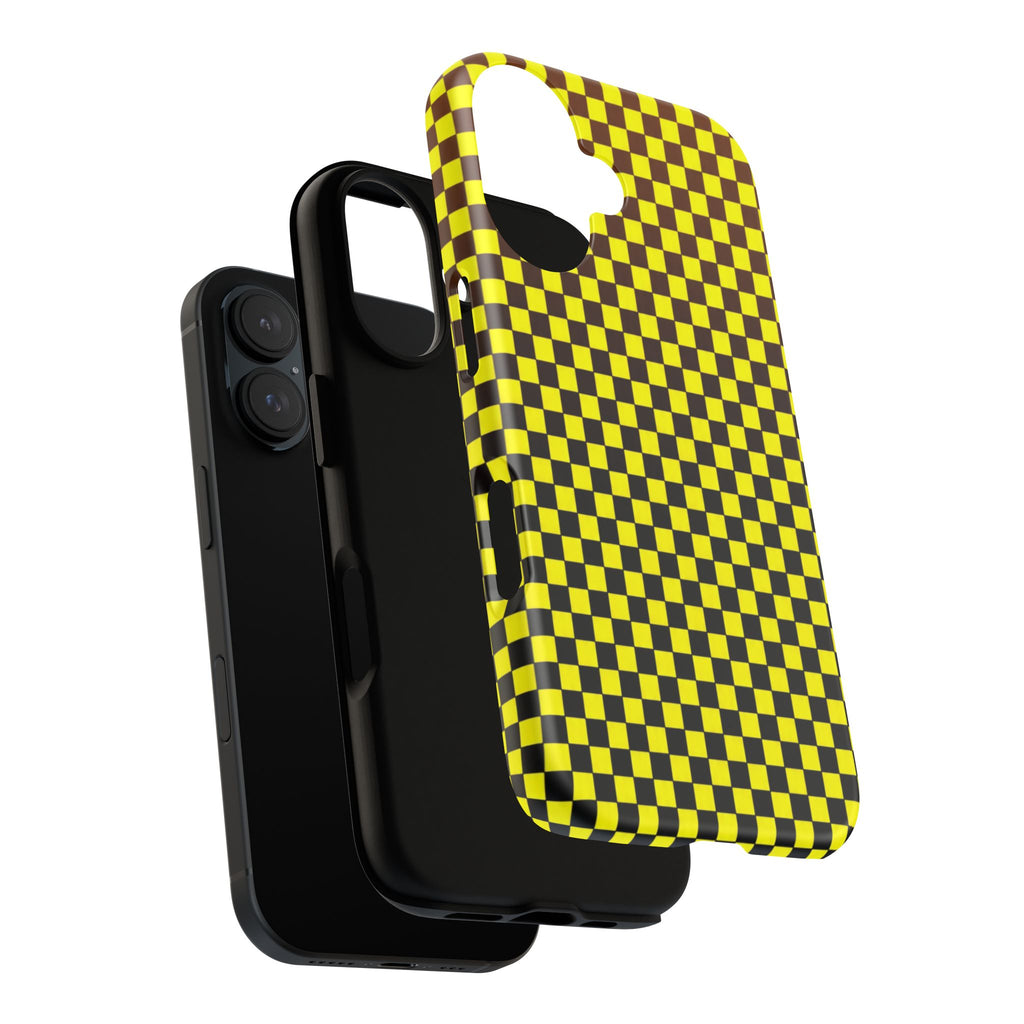 Phone Case - Yellow Black Checkerboard Tough Protective Cover