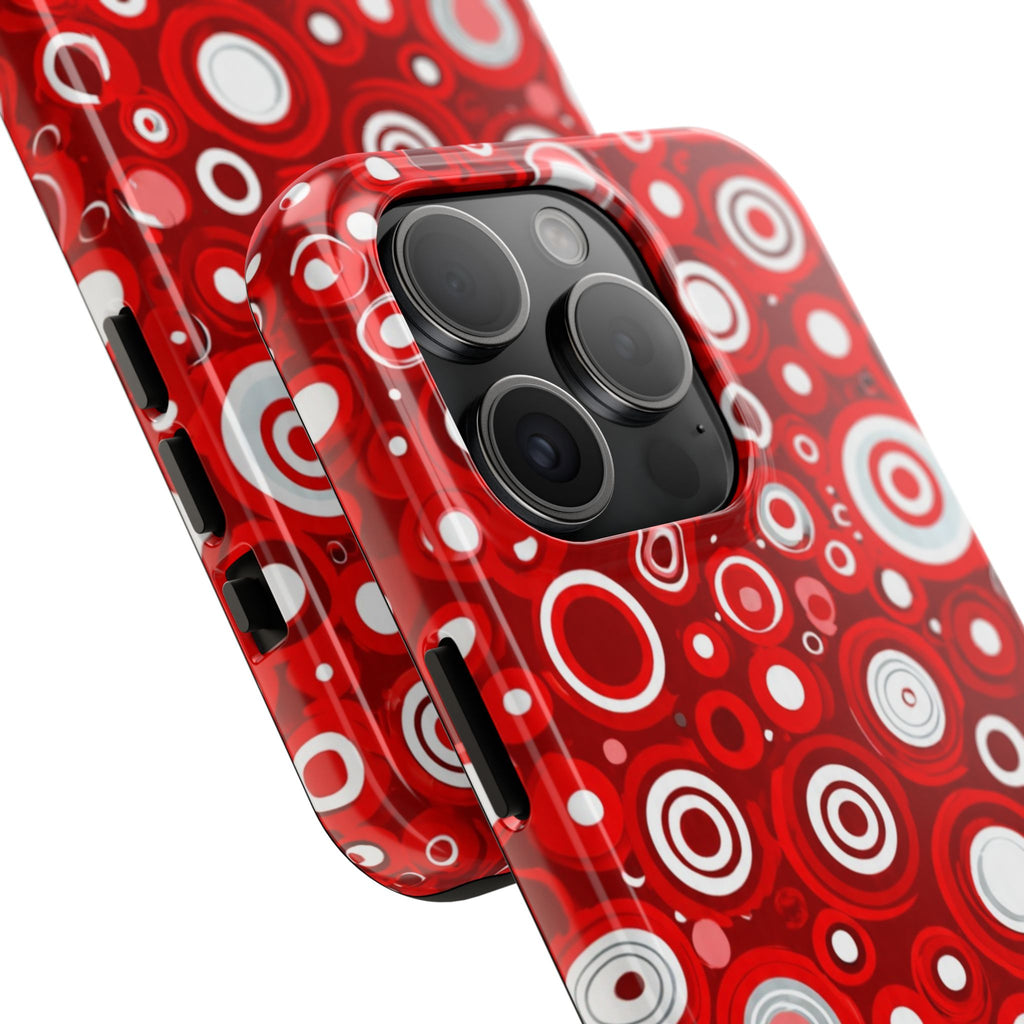 Red Retro Circles Tough Phone Case — Durable Shockproof Protective Cover