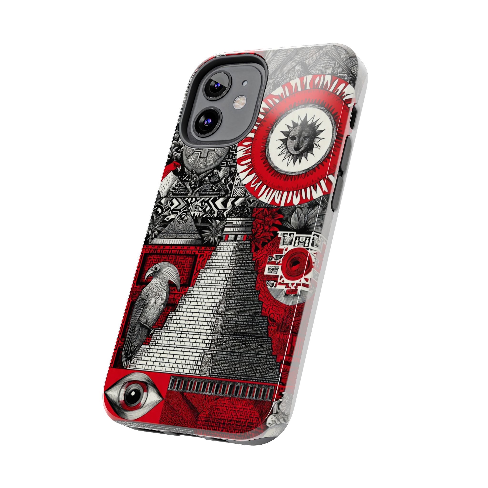 Tough Phone Case — Red Inca Pyramid Collage (Sun & Raven)