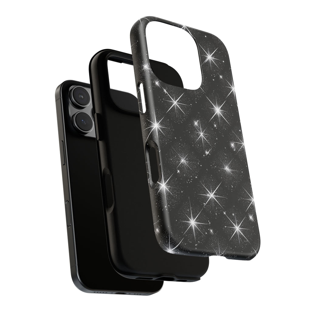 Galaxy Sparkle Tough Phone Case — Black Starfield Protective Cover