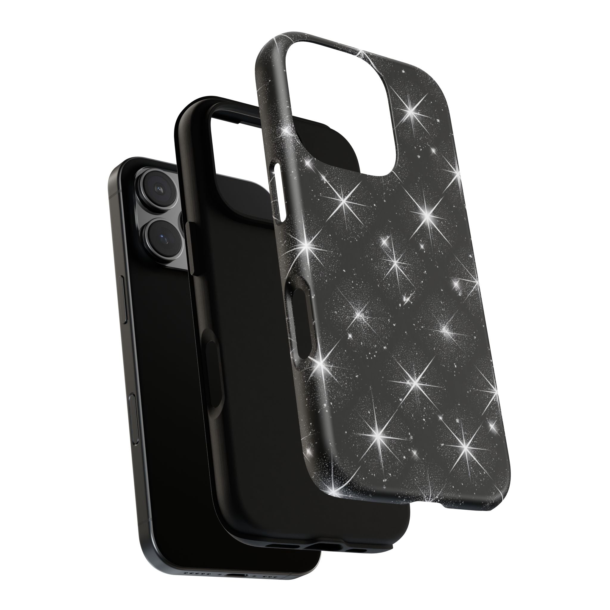 Galaxy Sparkle Tough Phone Case — Black Starfield Protective Cover