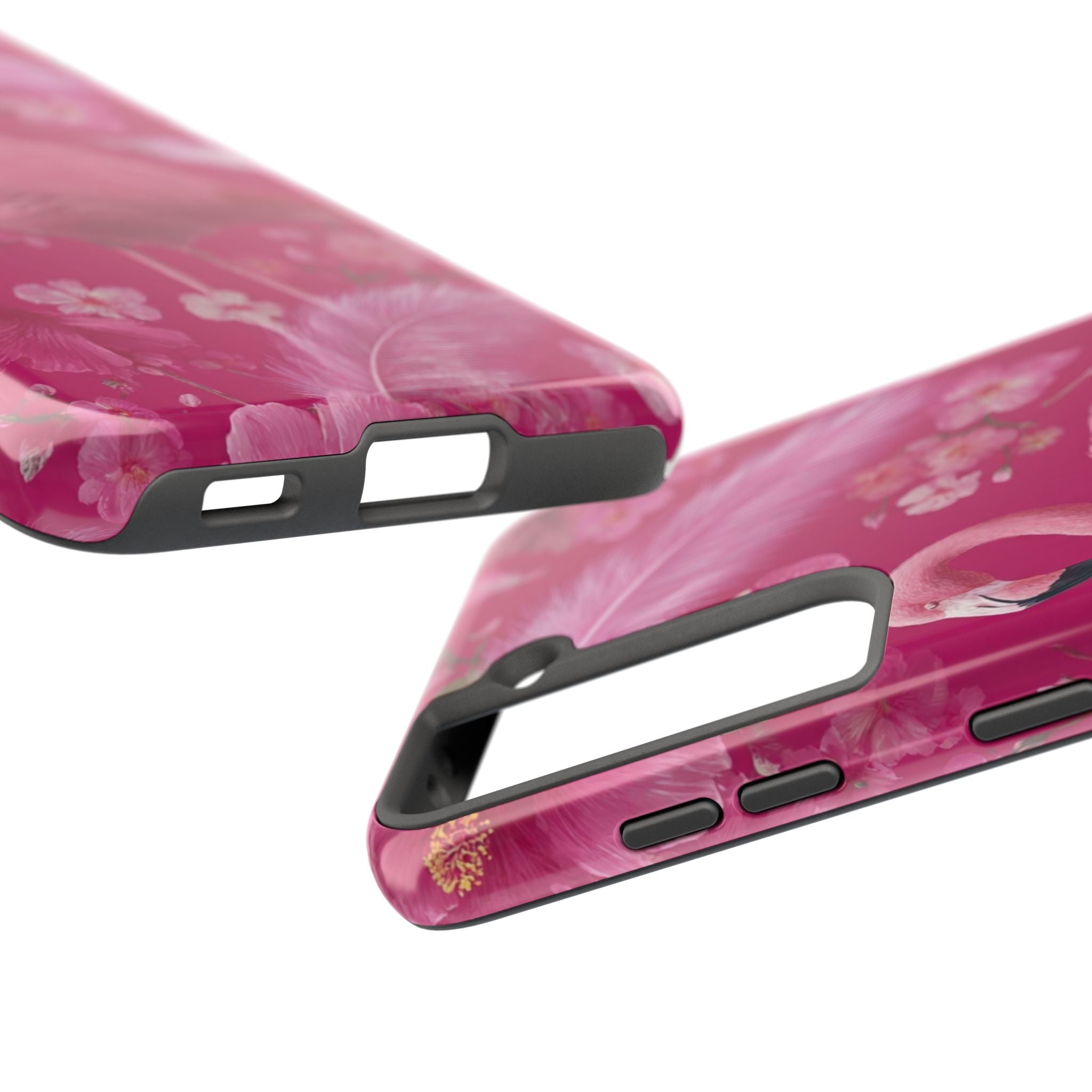 Flamingo Floral Tough Phone Case — Pink Tropical Feather Design