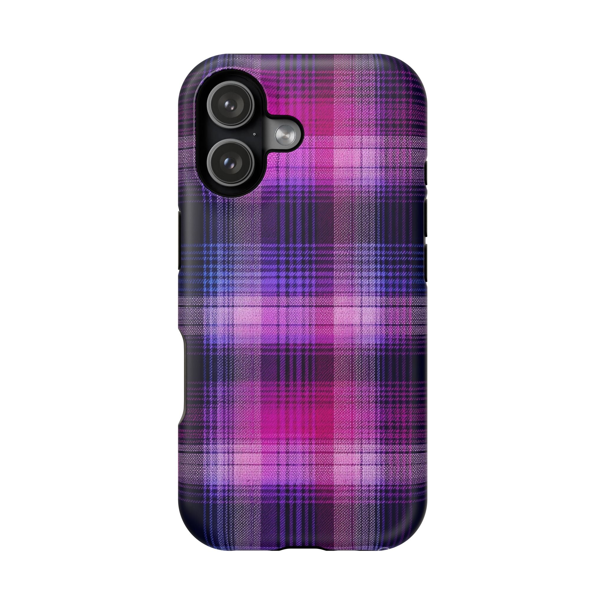 Purple Tartan Magnetic Impact-Resistant Phone Case — Shockproof Protective Cover