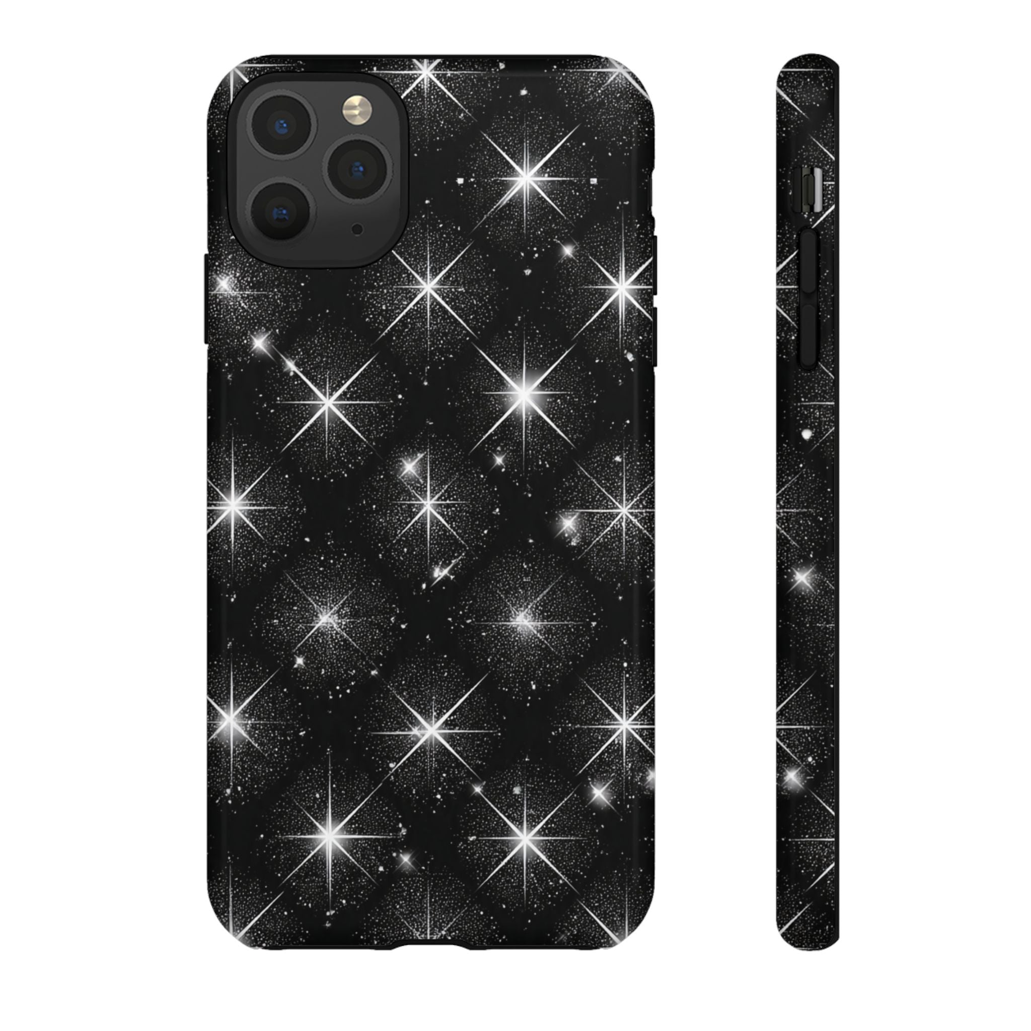 Galaxy Sparkle Tough Phone Case — Black Starfield Protective Cover