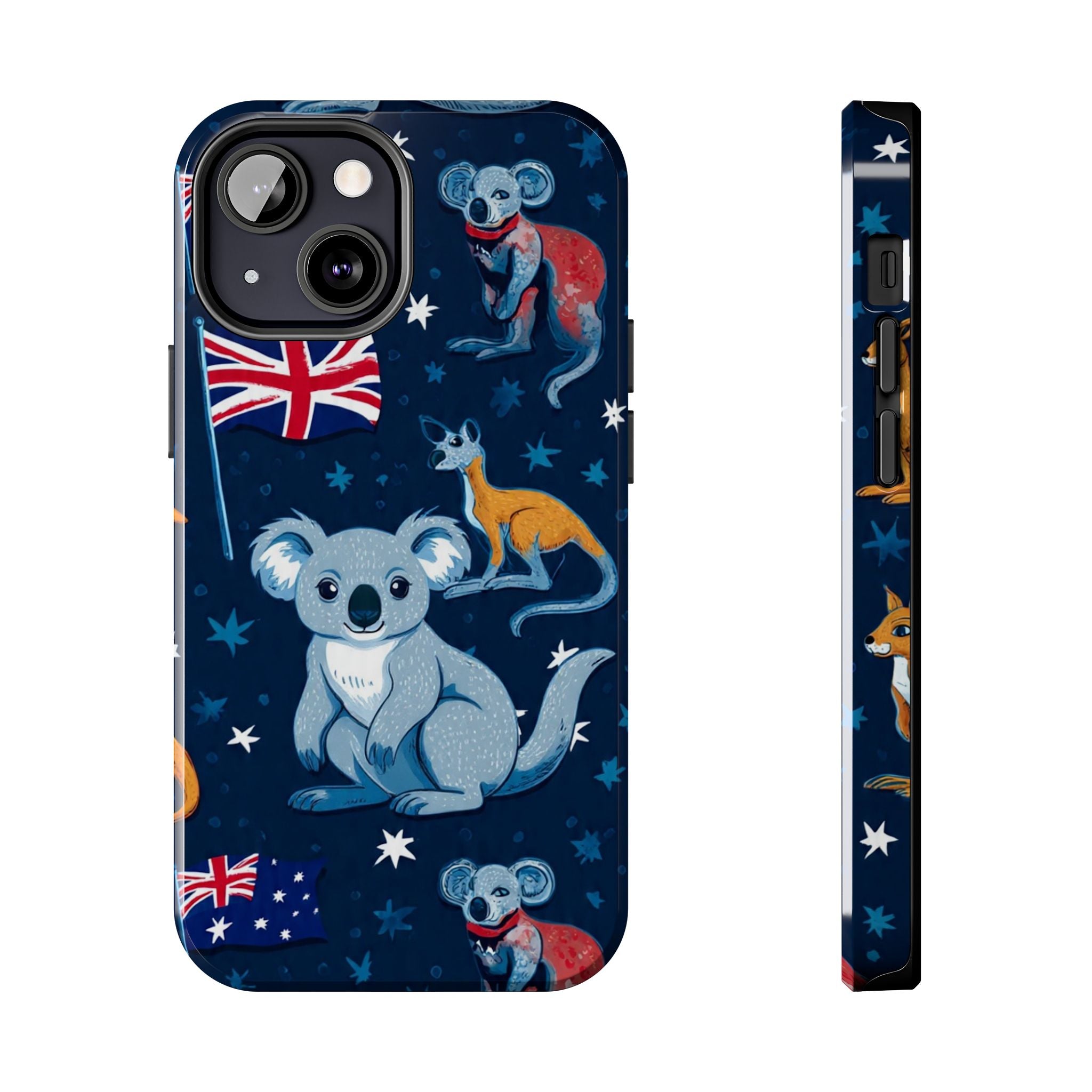 Australian Wildlife Tough Phone Case — Koala & Kangaroo Flag Design