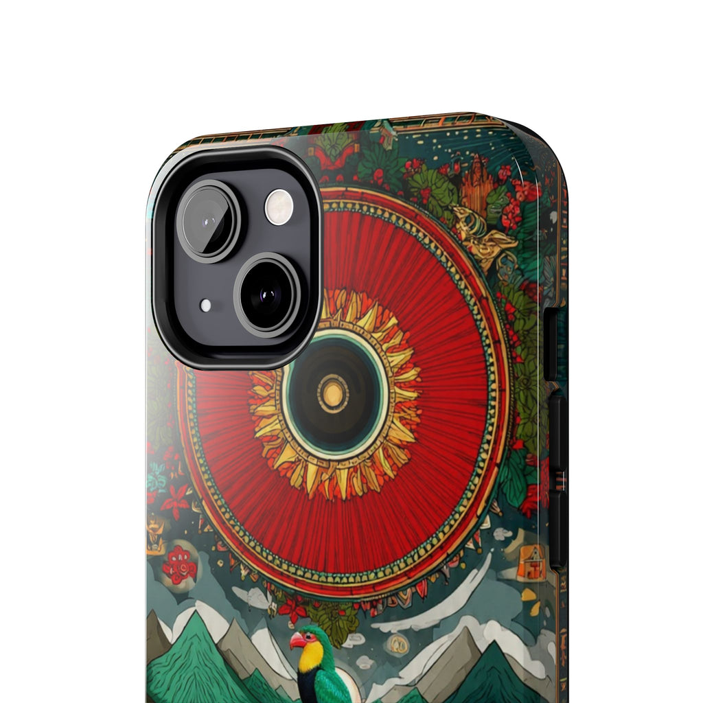 Tough Phone Case — Vibrant Tropical Mountain Bird Design