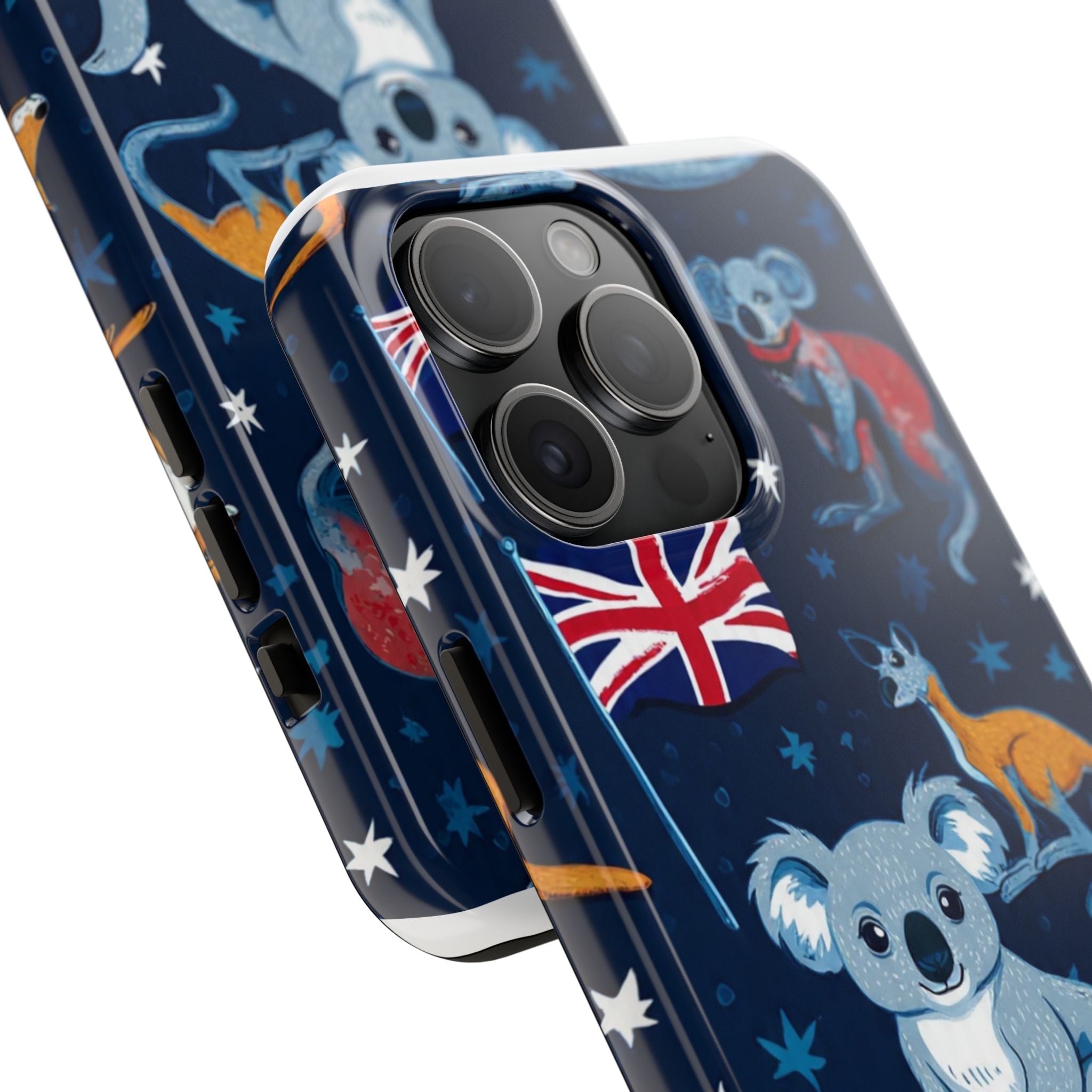 Australian Wildlife Tough Phone Case — Koala & Kangaroo Flag Design