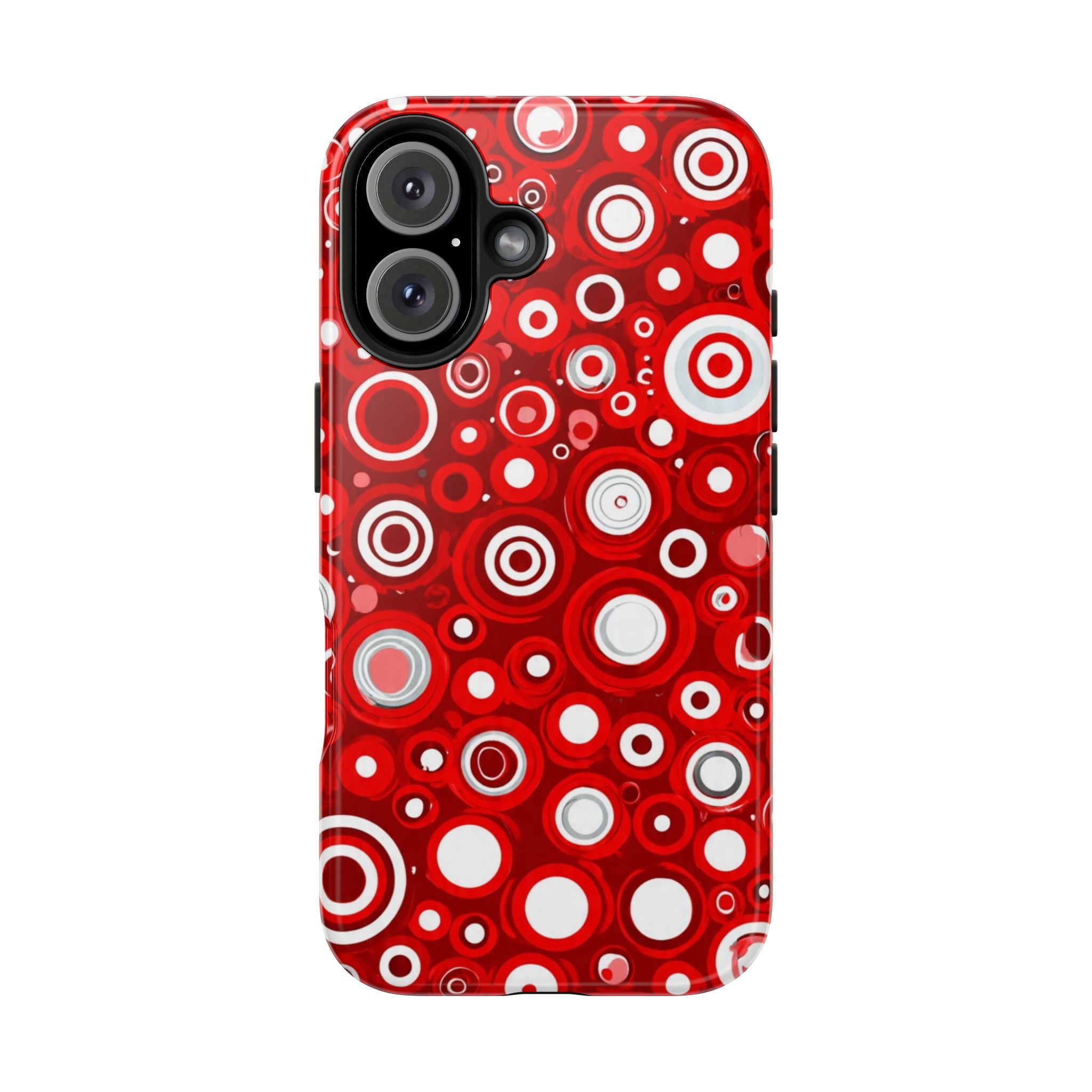 Red Retro Circles Tough Phone Case — Durable Shockproof Protective Cover