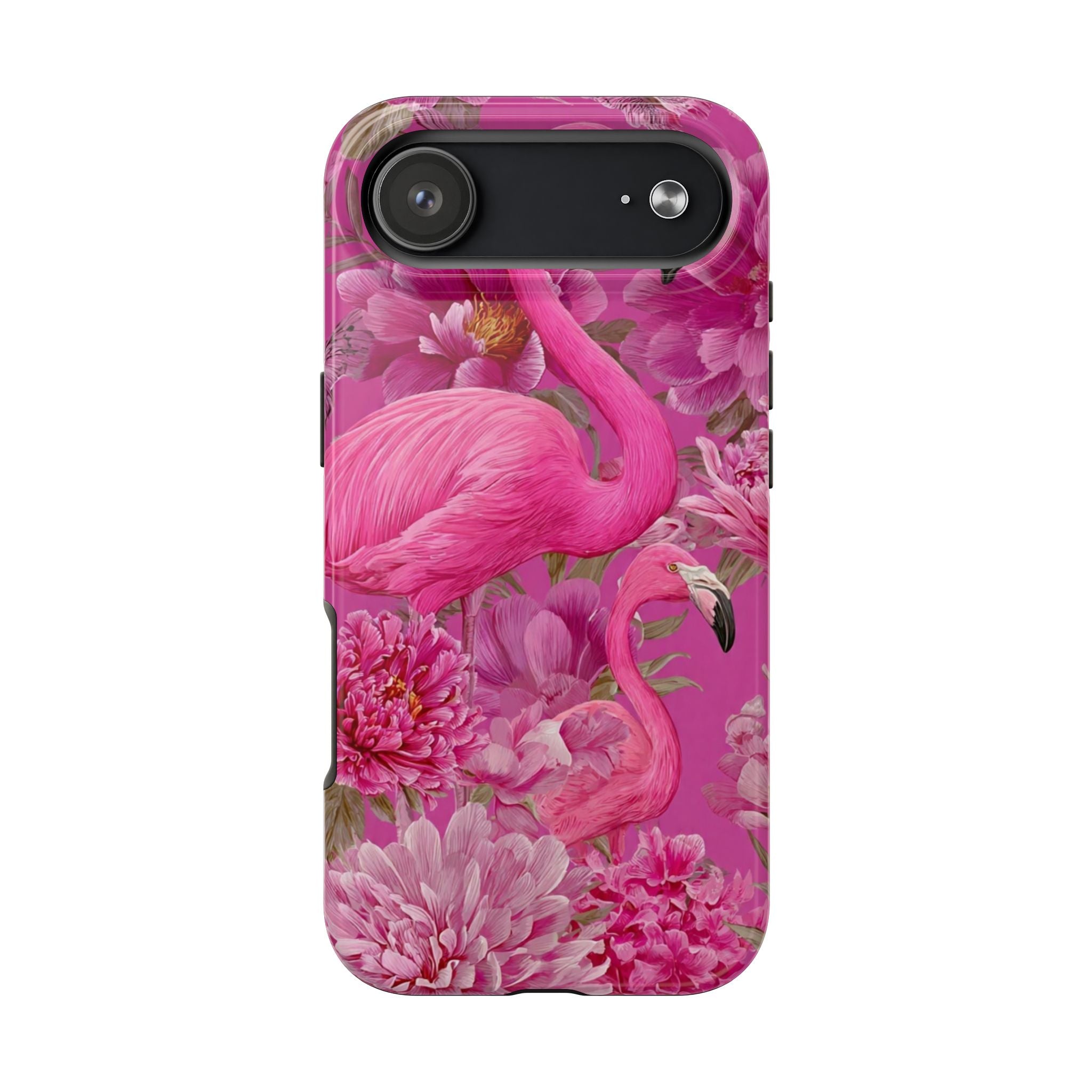 Pink Flamingo Floral Tough Phone Case — Protective iPhone Cover