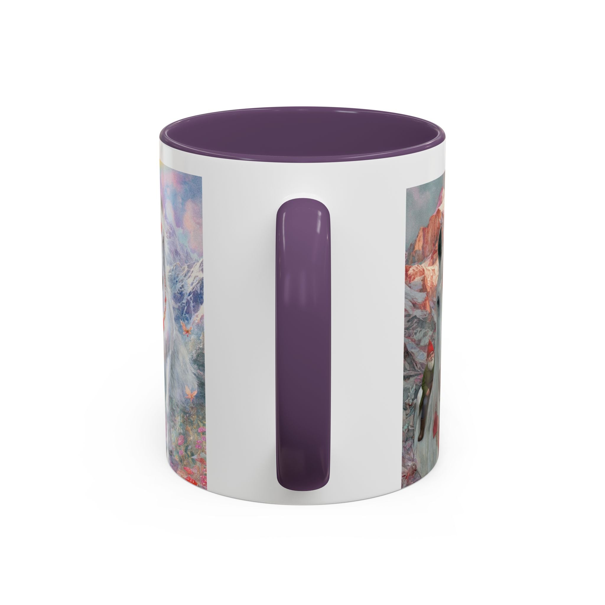 Unicorn Heart Rainbow Accent Coffee Mug — Magical White Unicorn with Heart Garland (11/15oz)