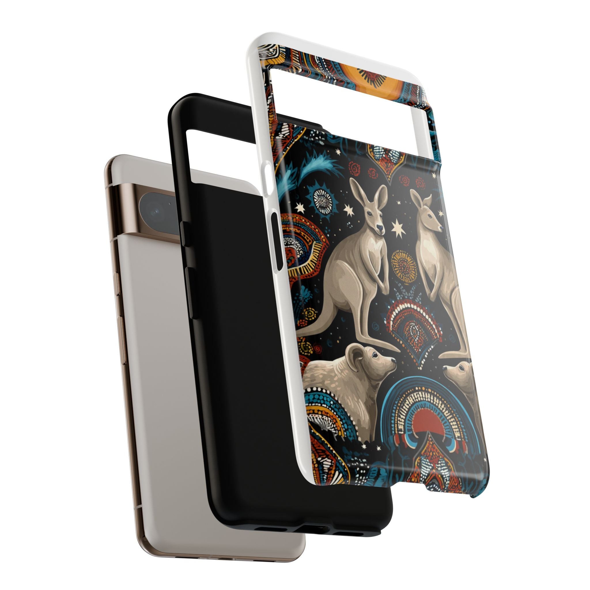 Kangaroo & Boomerang Tough Phone Case — Australian Wildlife Pattern