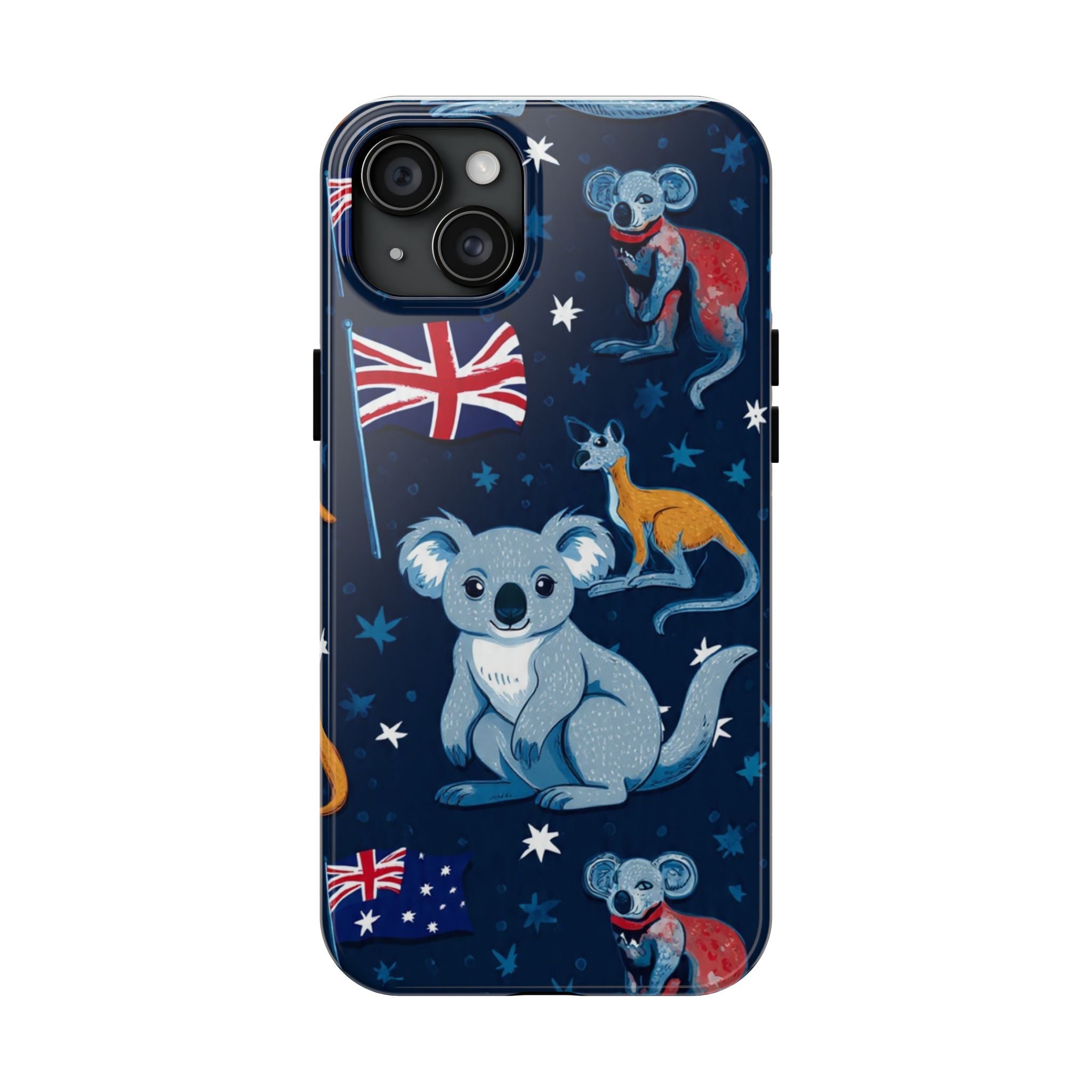 Australian Wildlife Tough Phone Case — Koala & Kangaroo Flag Design