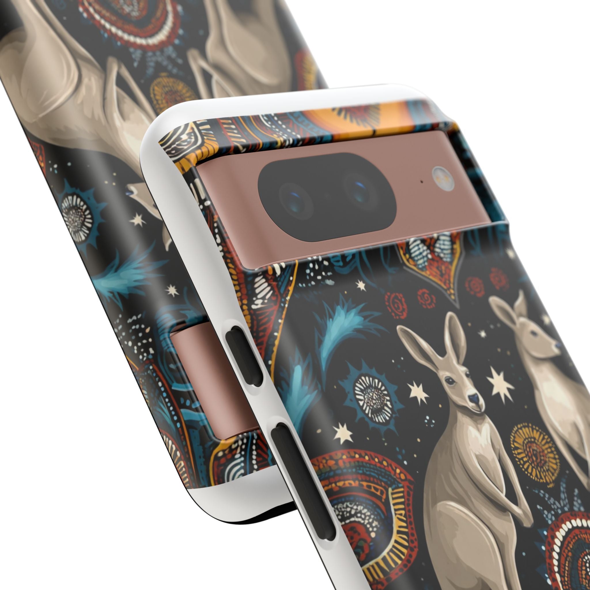 Kangaroo & Boomerang Tough Phone Case — Australian Wildlife Pattern