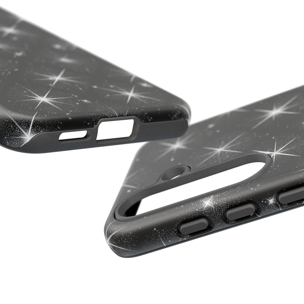 Galaxy Sparkle Tough Phone Case — Black Starfield Protective Cover