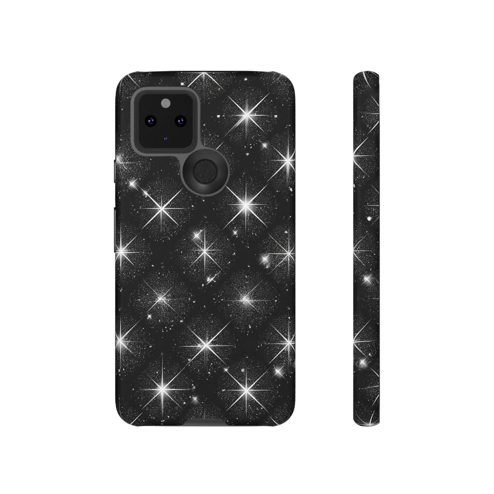 Galaxy Sparkle Tough Phone Case — Black Starfield Protective Cover