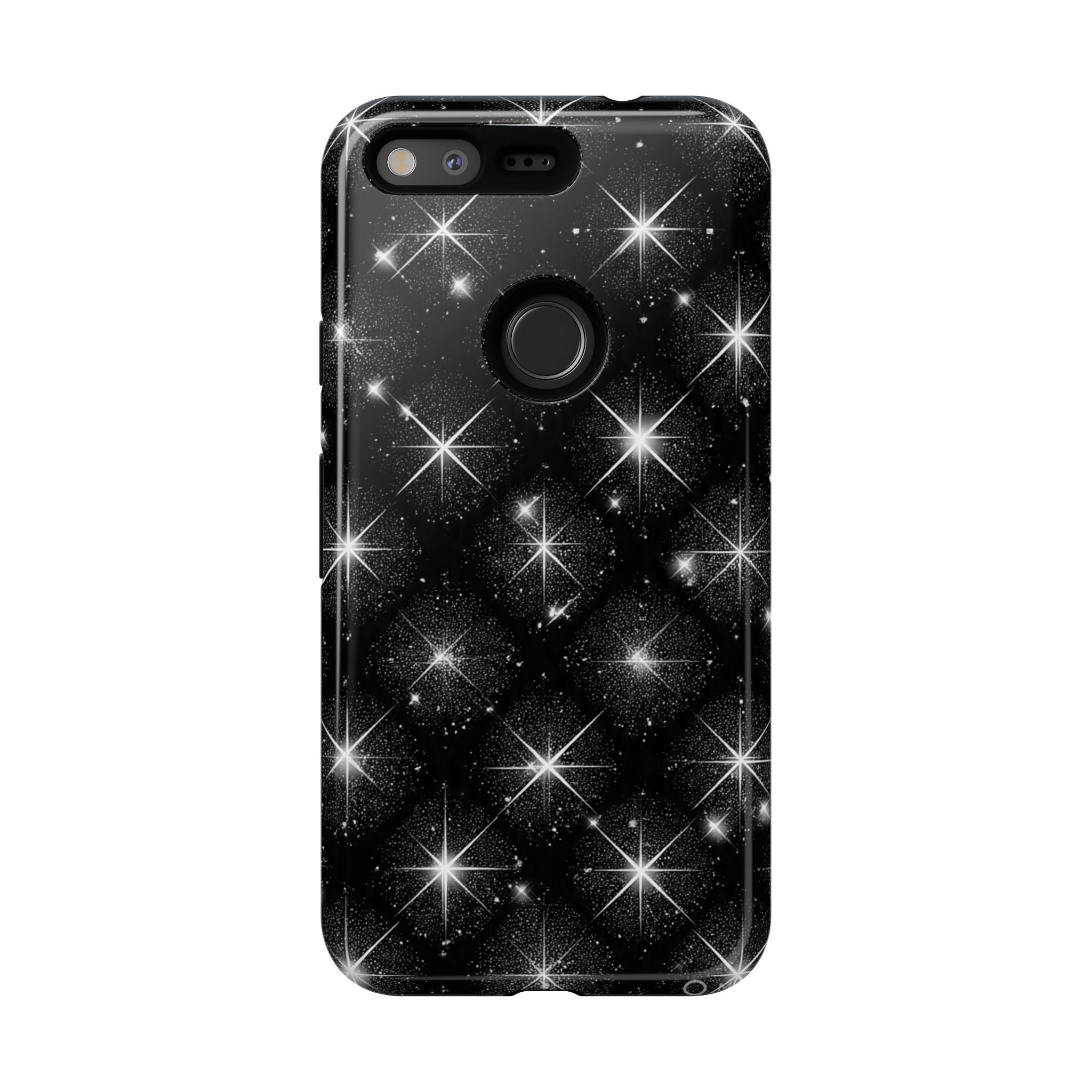 Galaxy Sparkle Tough Phone Case — Black Starfield Protective Cover